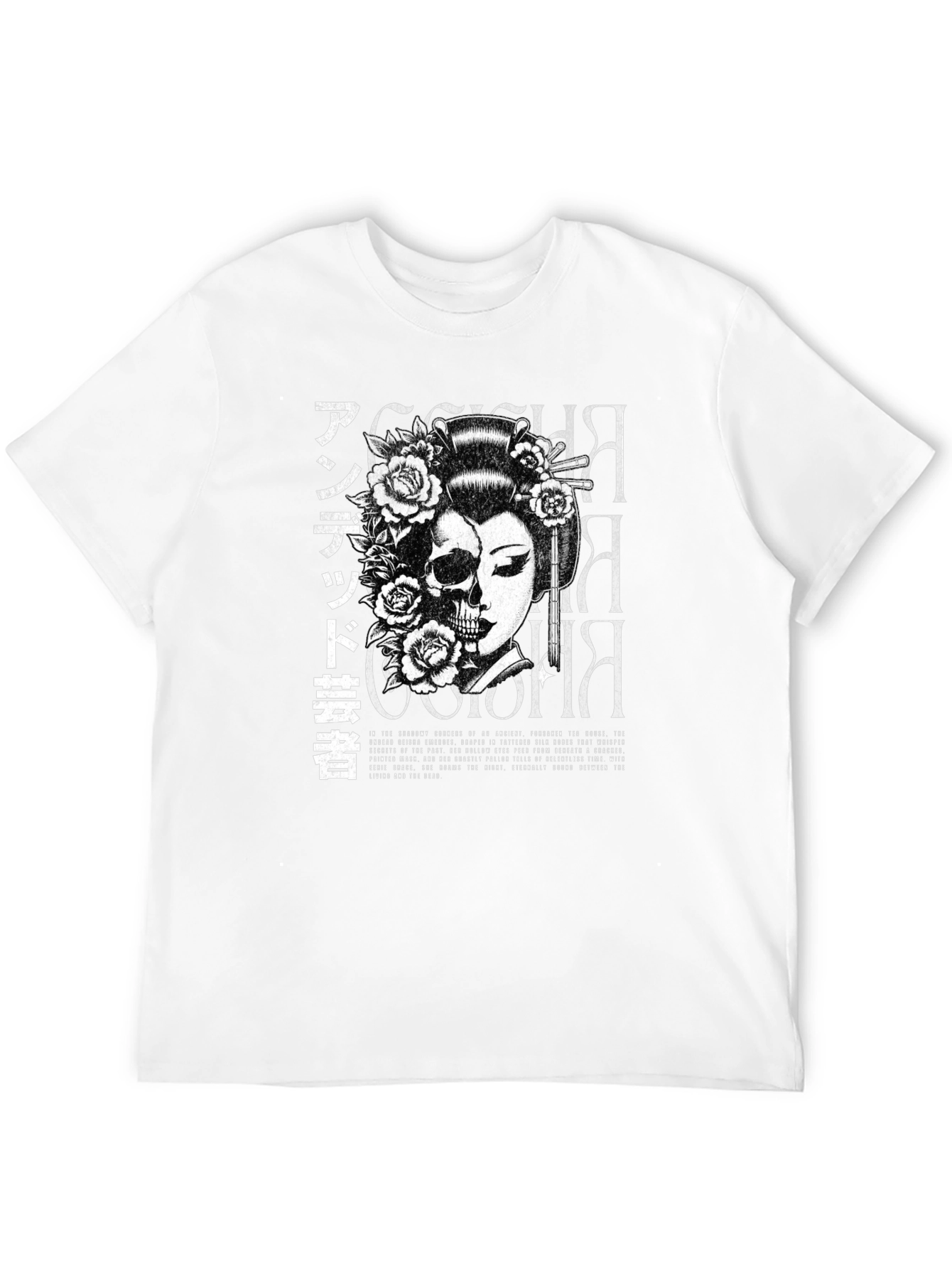 Undead Geisha Graphic Print Black T-Shirt