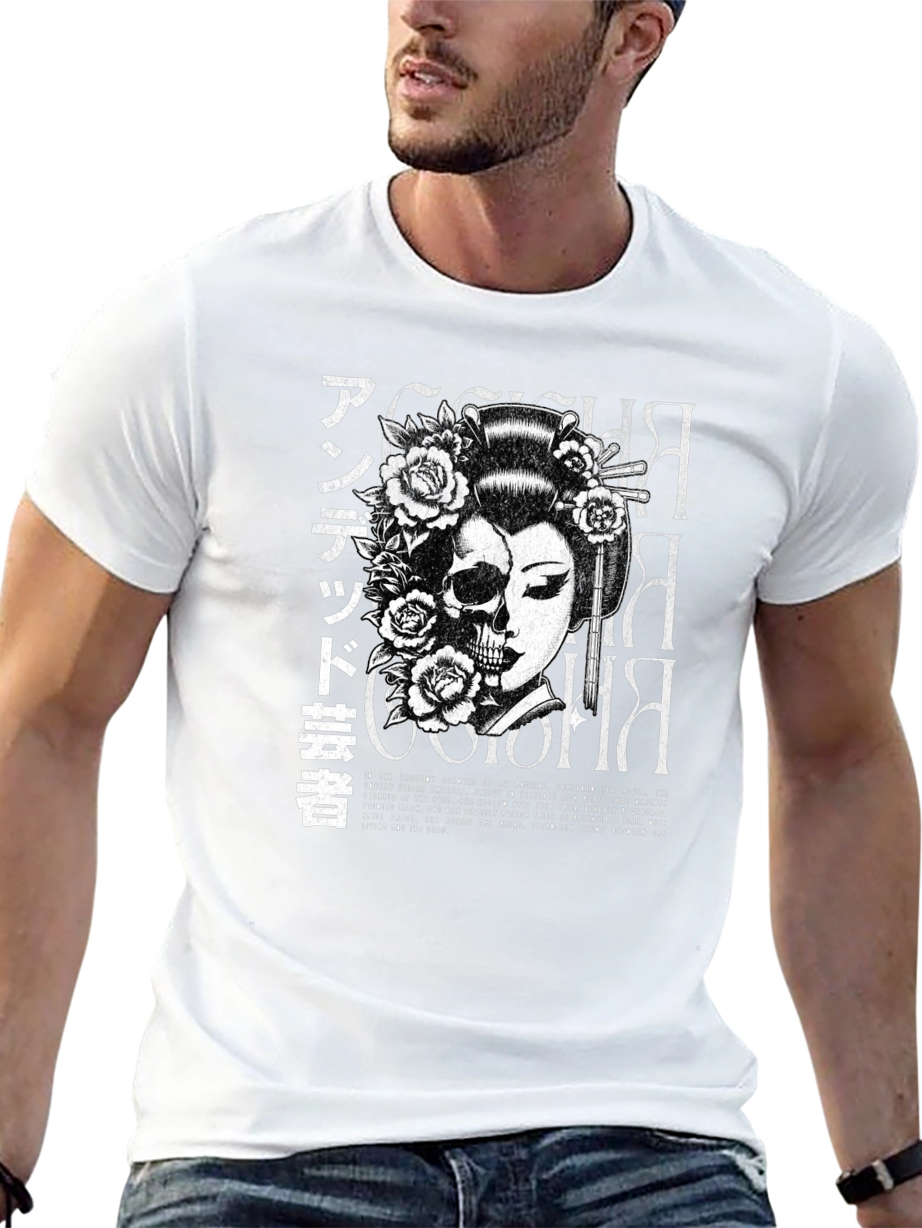 Undead Geisha Graphic Print Black T-Shirt