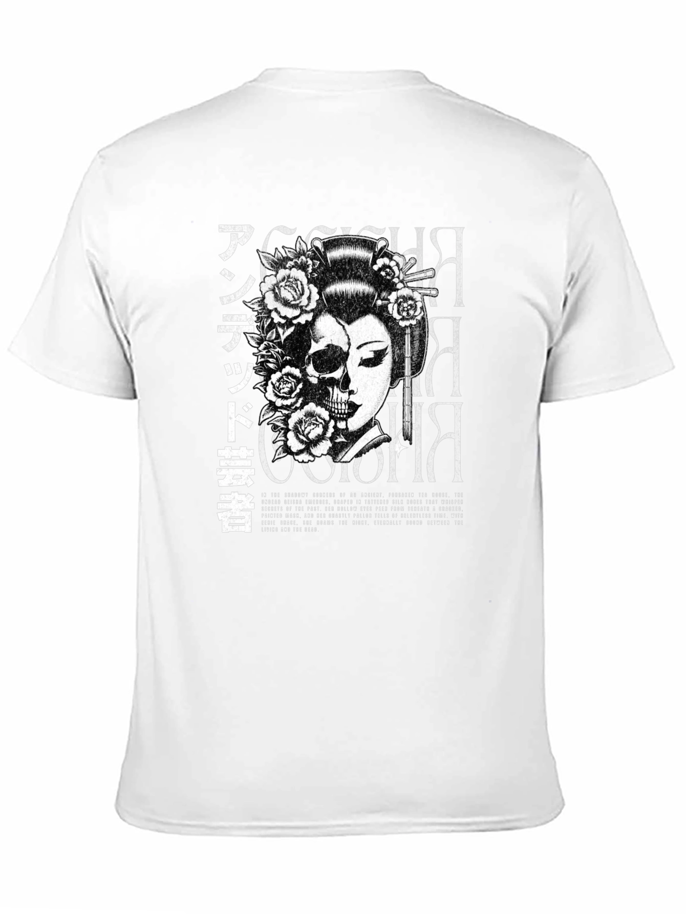 Undead Geisha Graphic Print Black T-Shirt