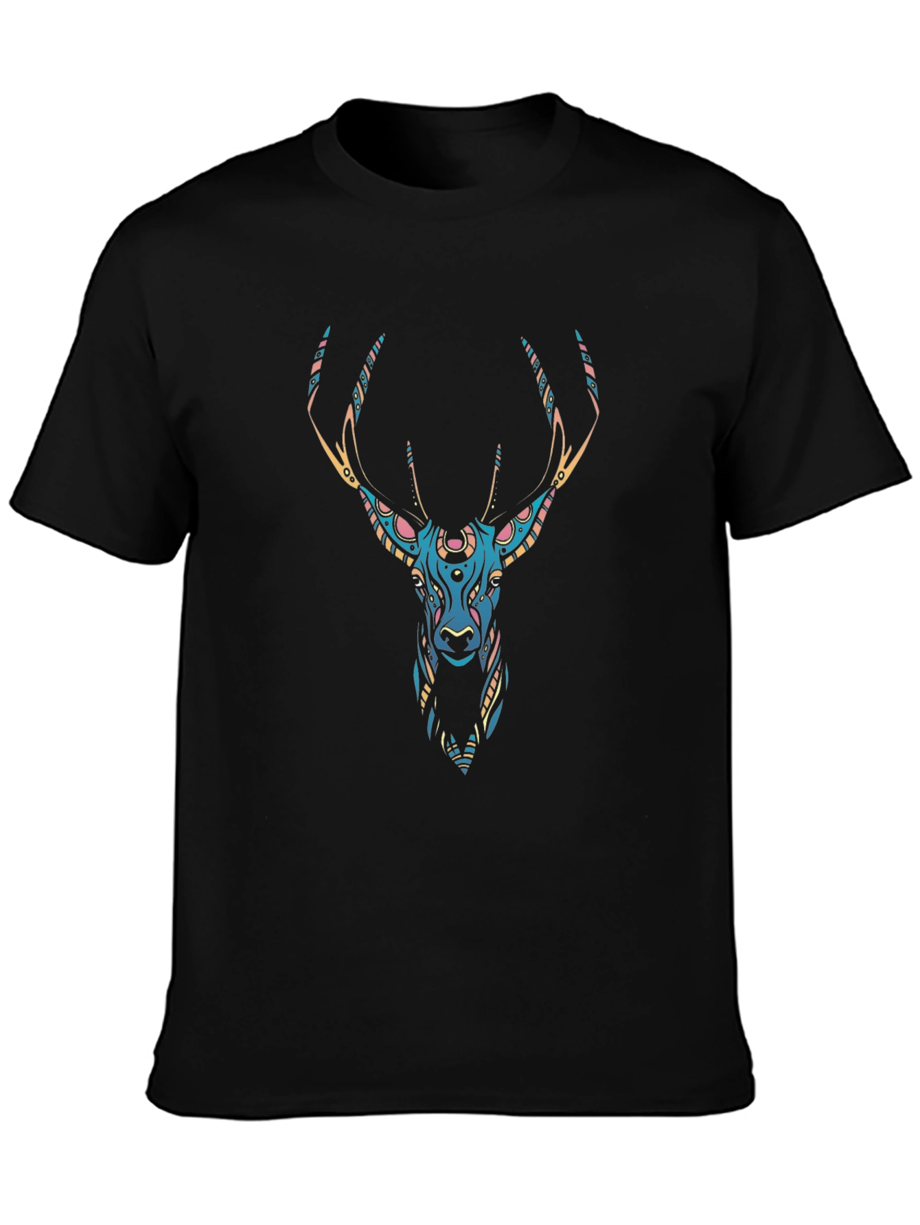 Stylish Deer Graphic Black T-Shirt