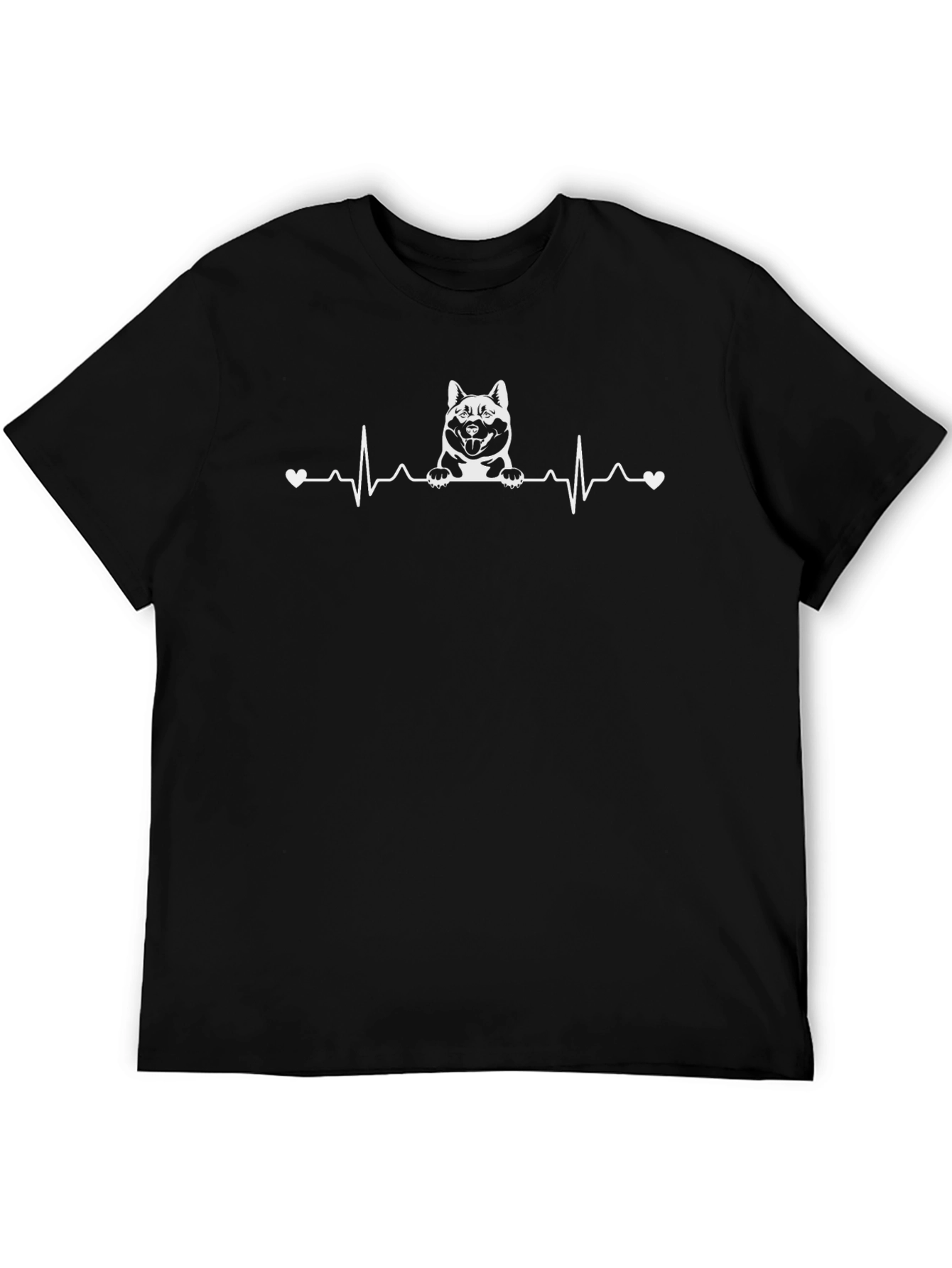 Akita Dog Heartbeat T-Shirt - Black