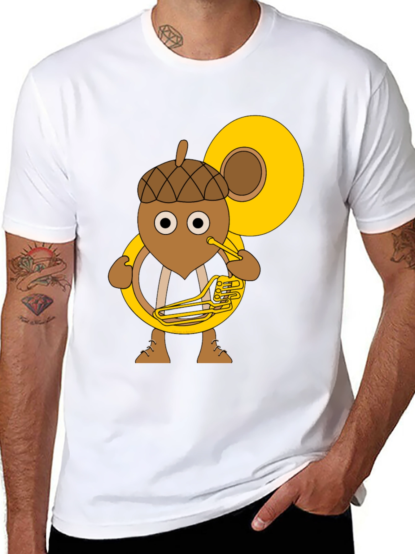 Acorn Tuba Player Black T-Shirt