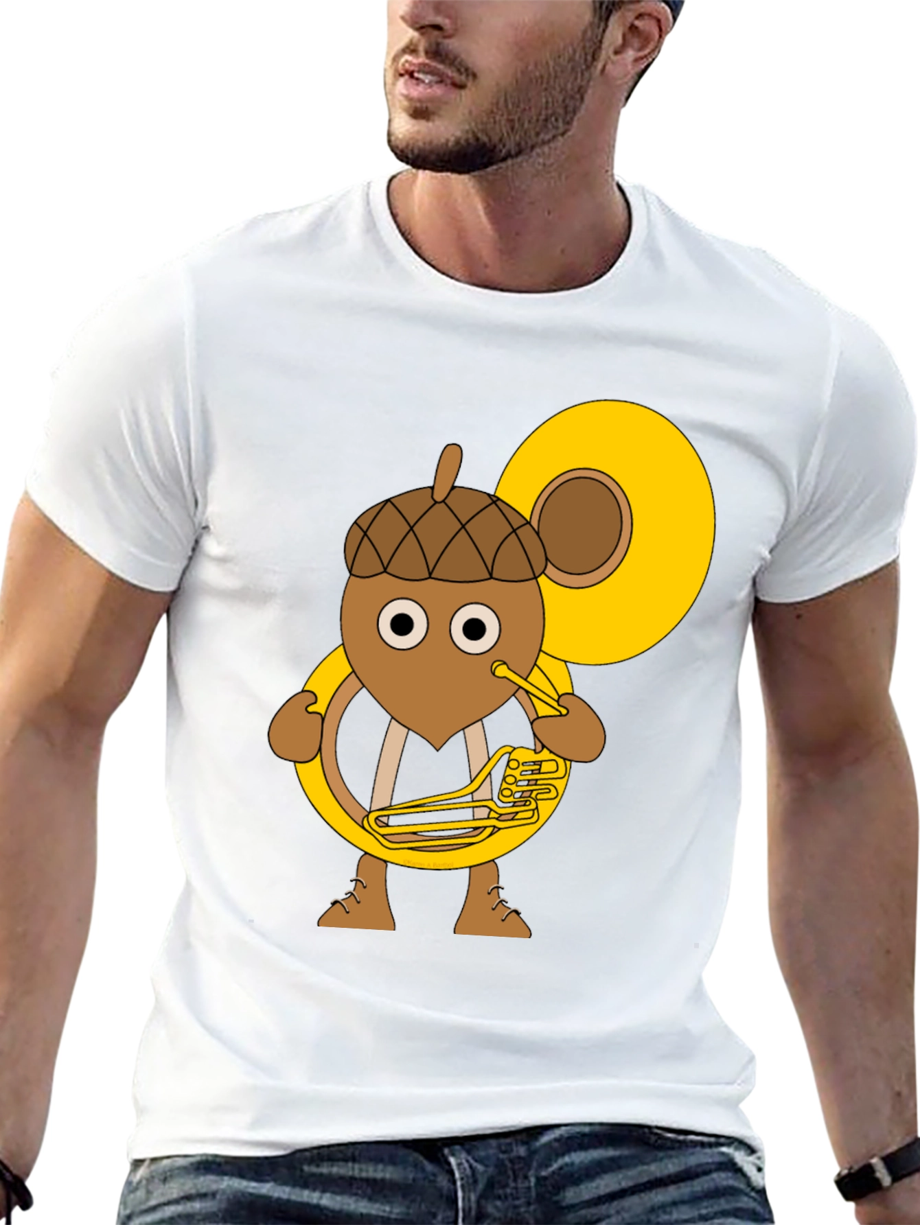 Acorn Tuba Player Black T-Shirt
