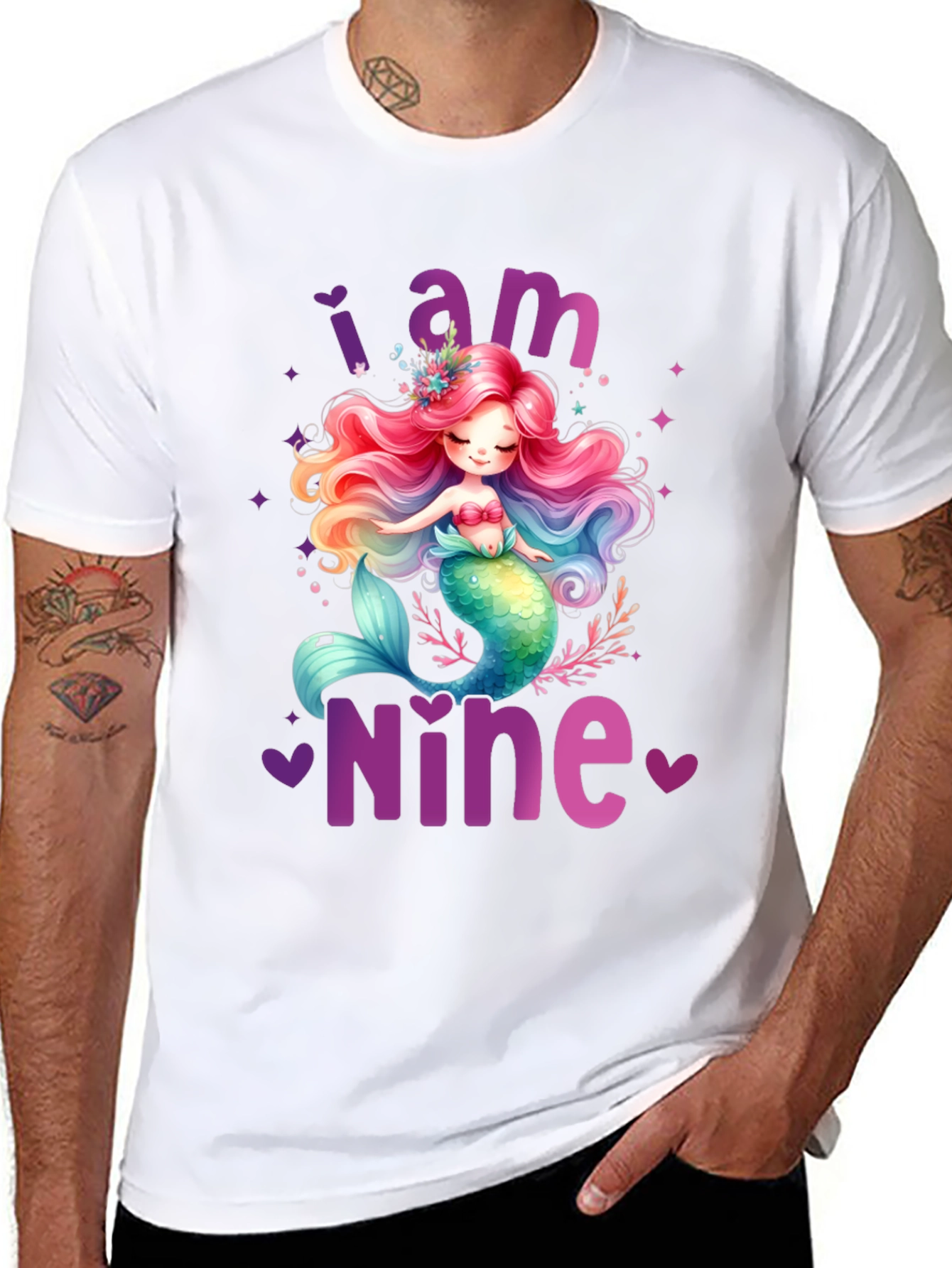 Mermaid Birthday Girl Shirt - I am Nine!