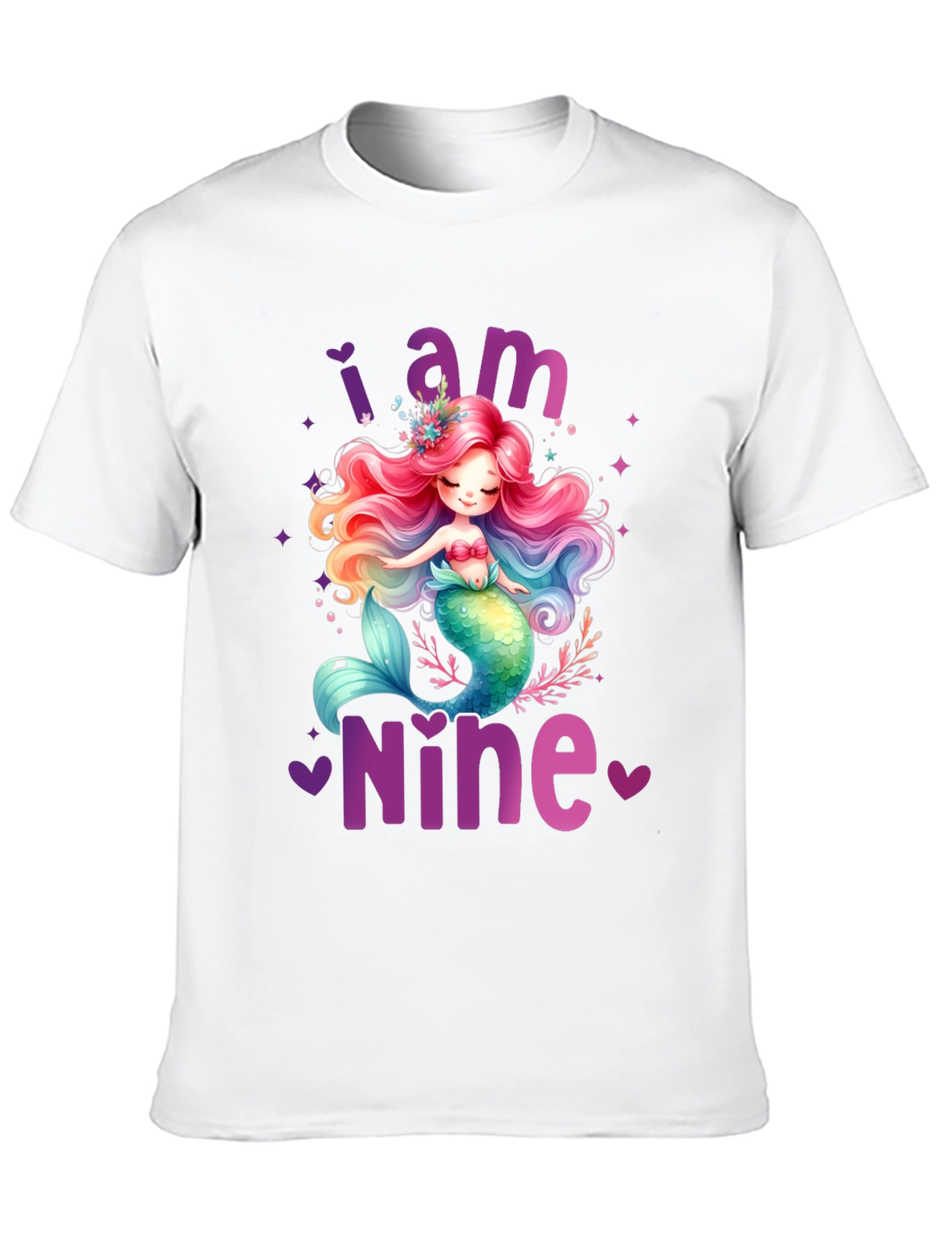 Mermaid Birthday Girl Shirt - I am Nine!