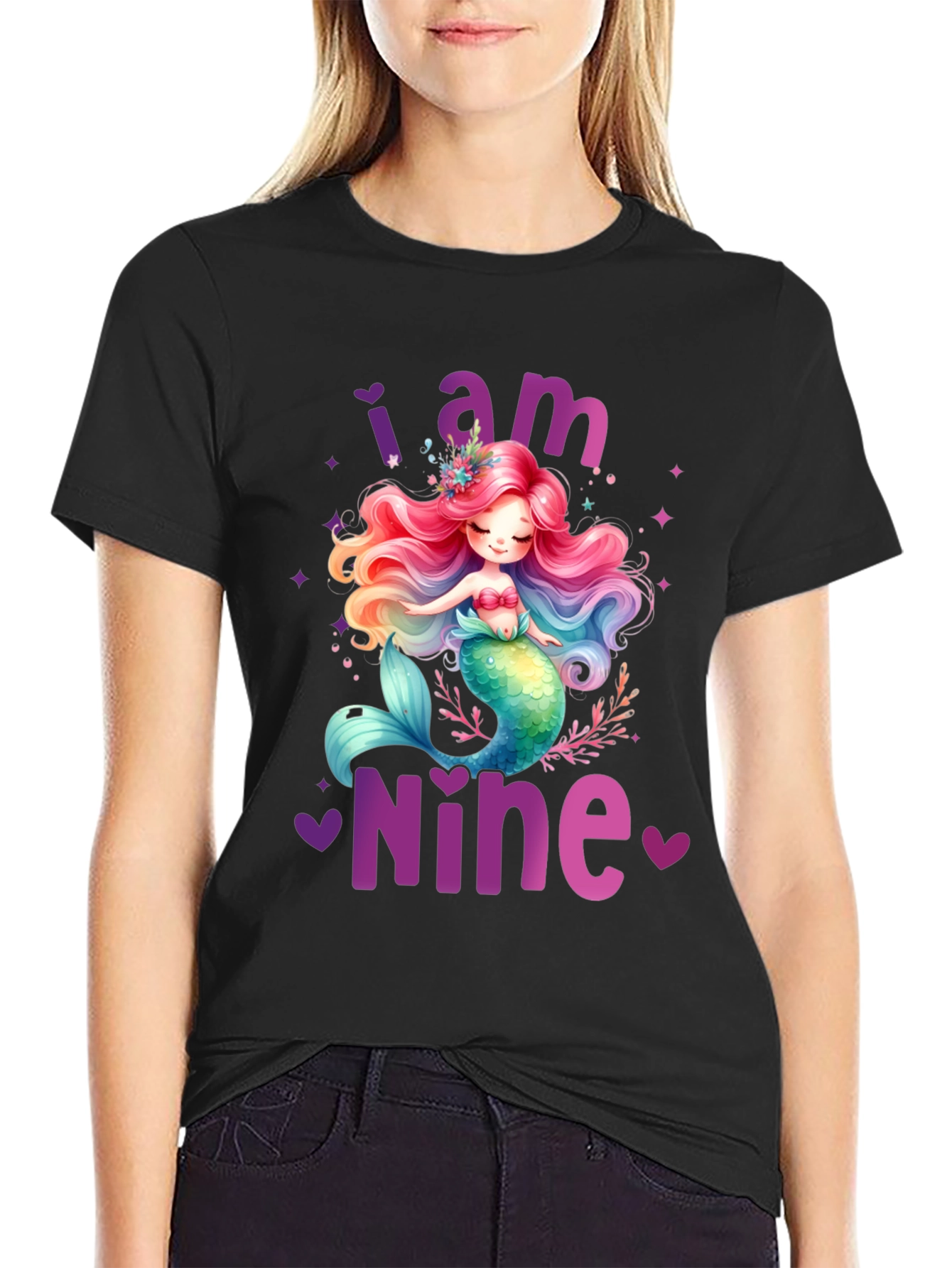 Mermaid Birthday Girl Shirt - I am Nine!