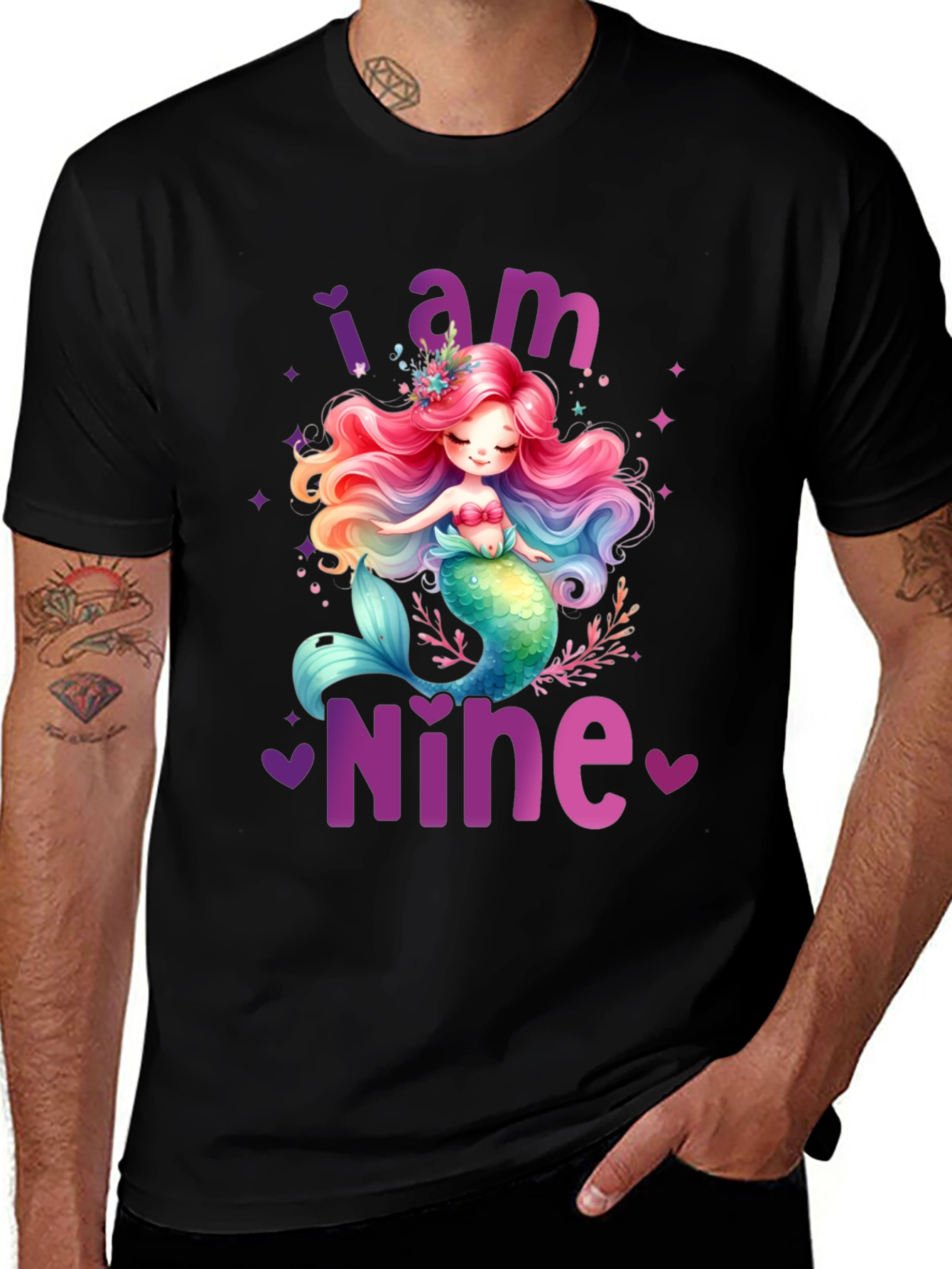 Mermaid Birthday Girl Shirt - I am Nine!