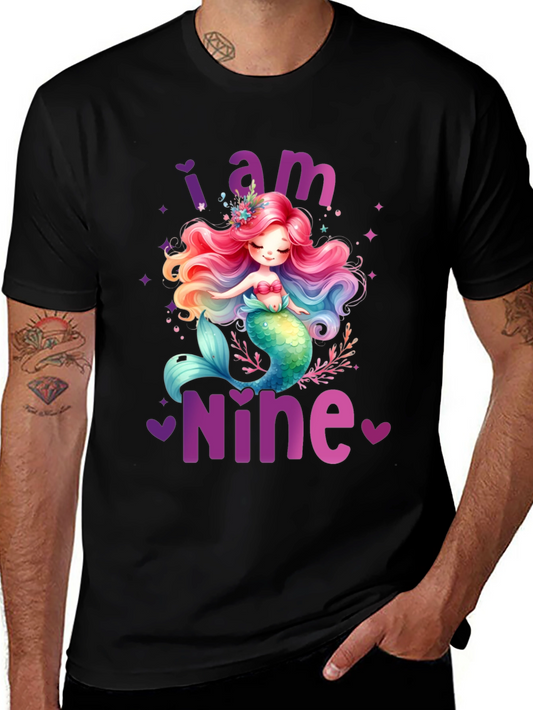 Mermaid Birthday Girl Shirt - I am Nine!