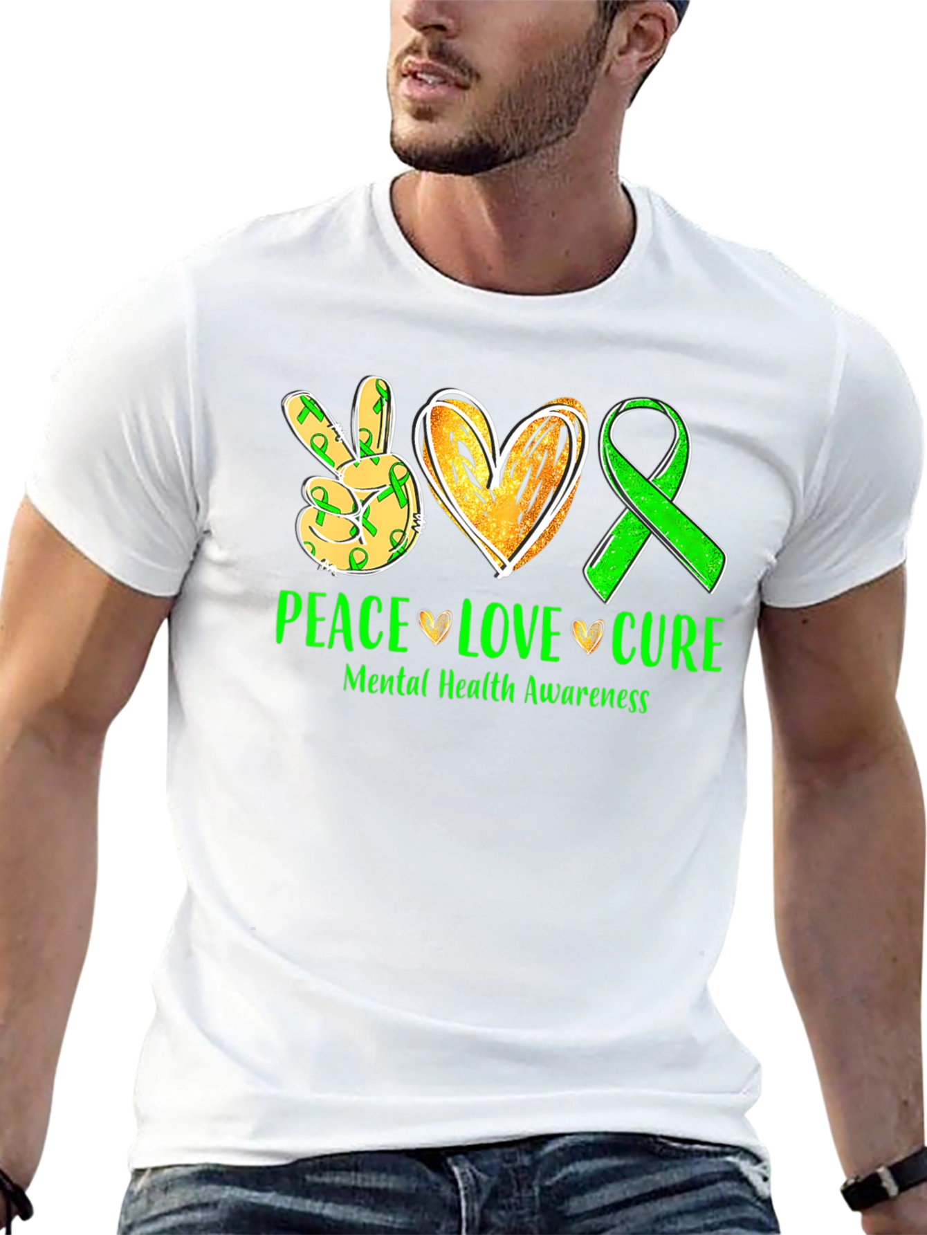 Peace Love Cure Mental Health Awareness T-Shirt