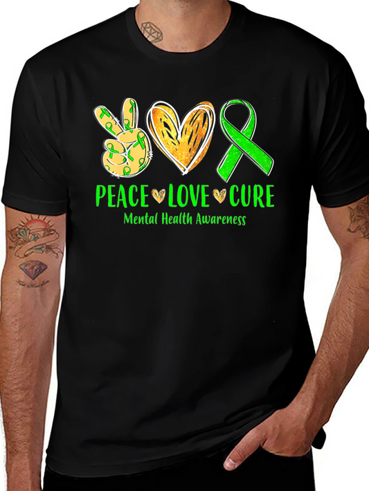 Peace Love Cure Mental Health Awareness T-Shirt