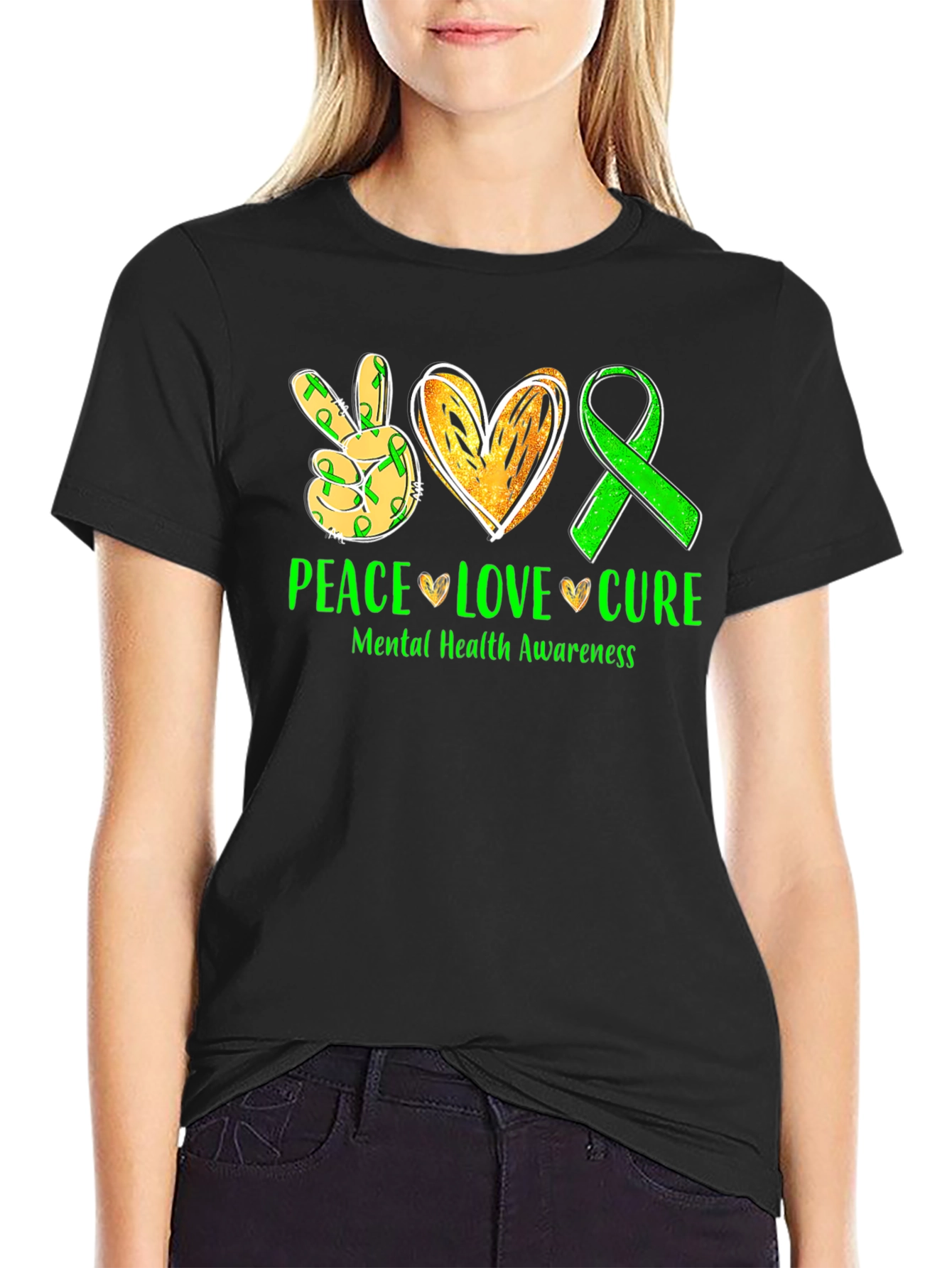 Peace Love Cure Mental Health Awareness T-Shirt