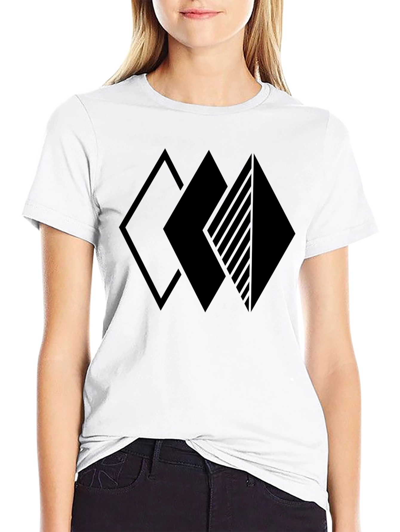 Geometric Diamonds Black T-Shirt | Modern Design Tee