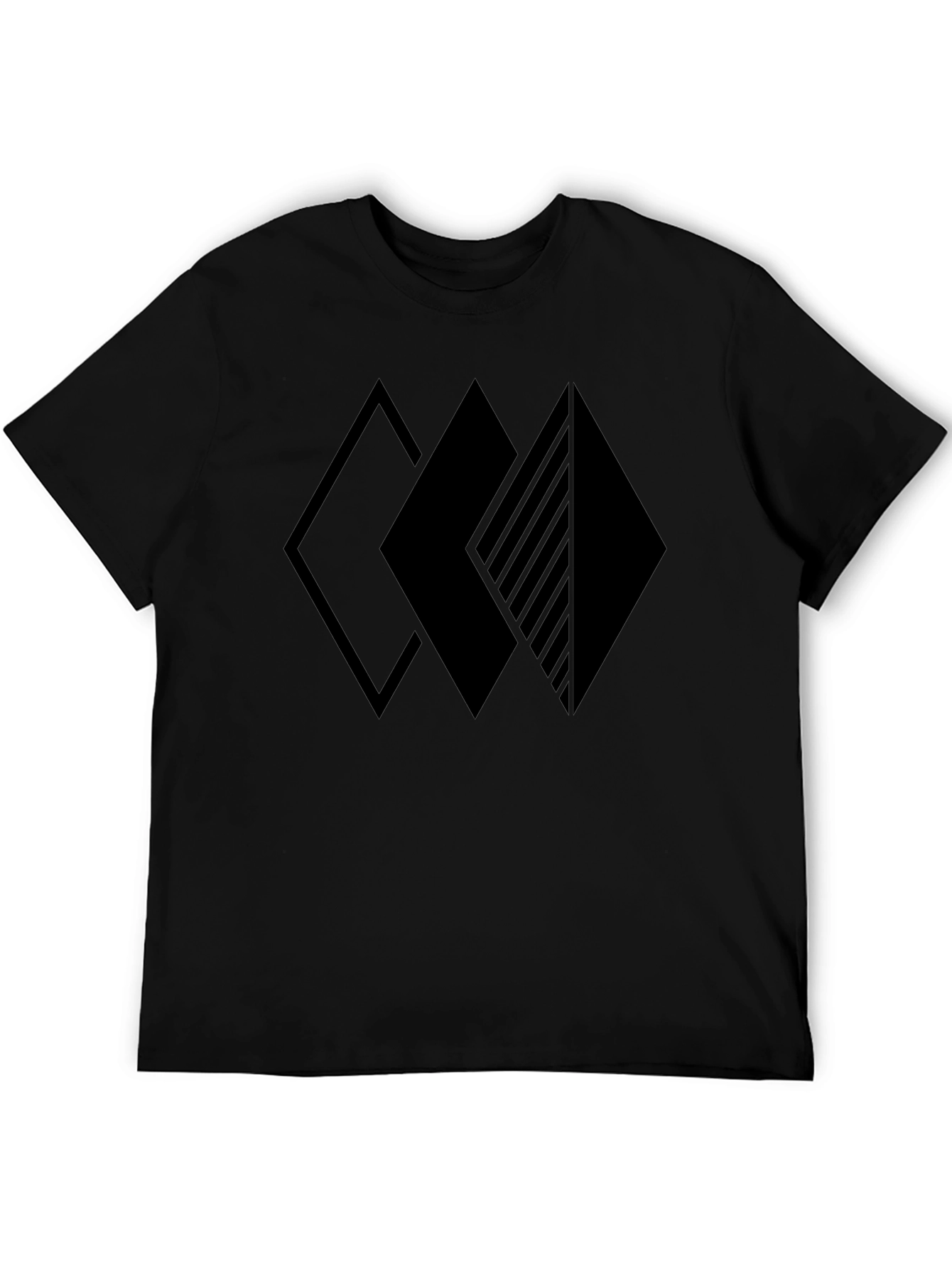 Geometric Diamonds Black T-Shirt | Modern Design Tee