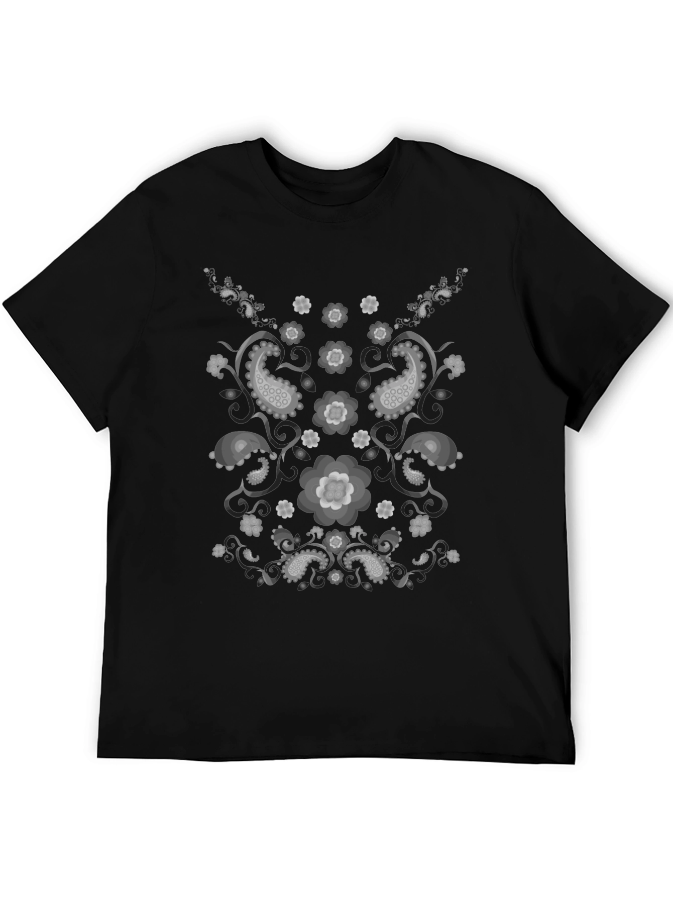 Paisley Graphic Print Black T-Shirt