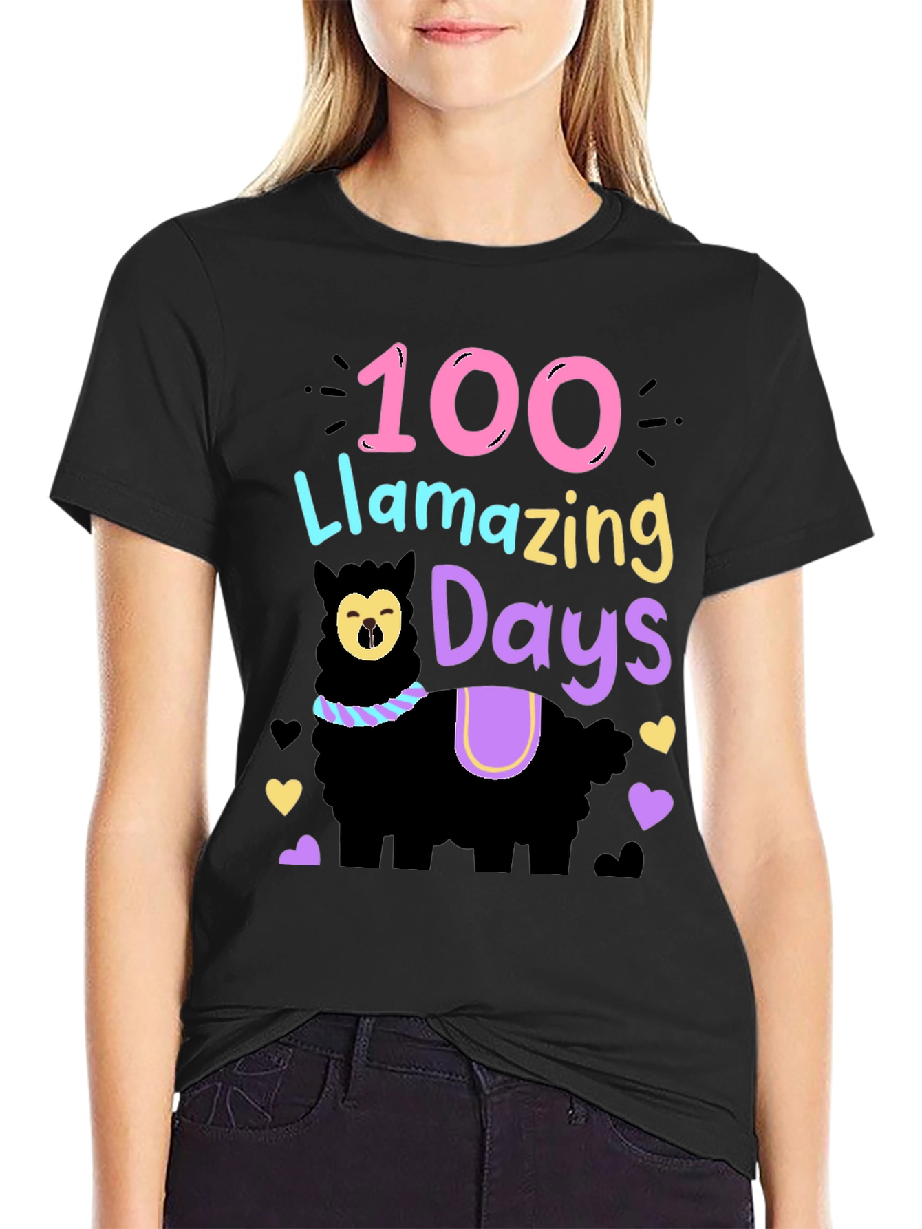 100 Llamazing Days T-Shirt - Fun School Tee