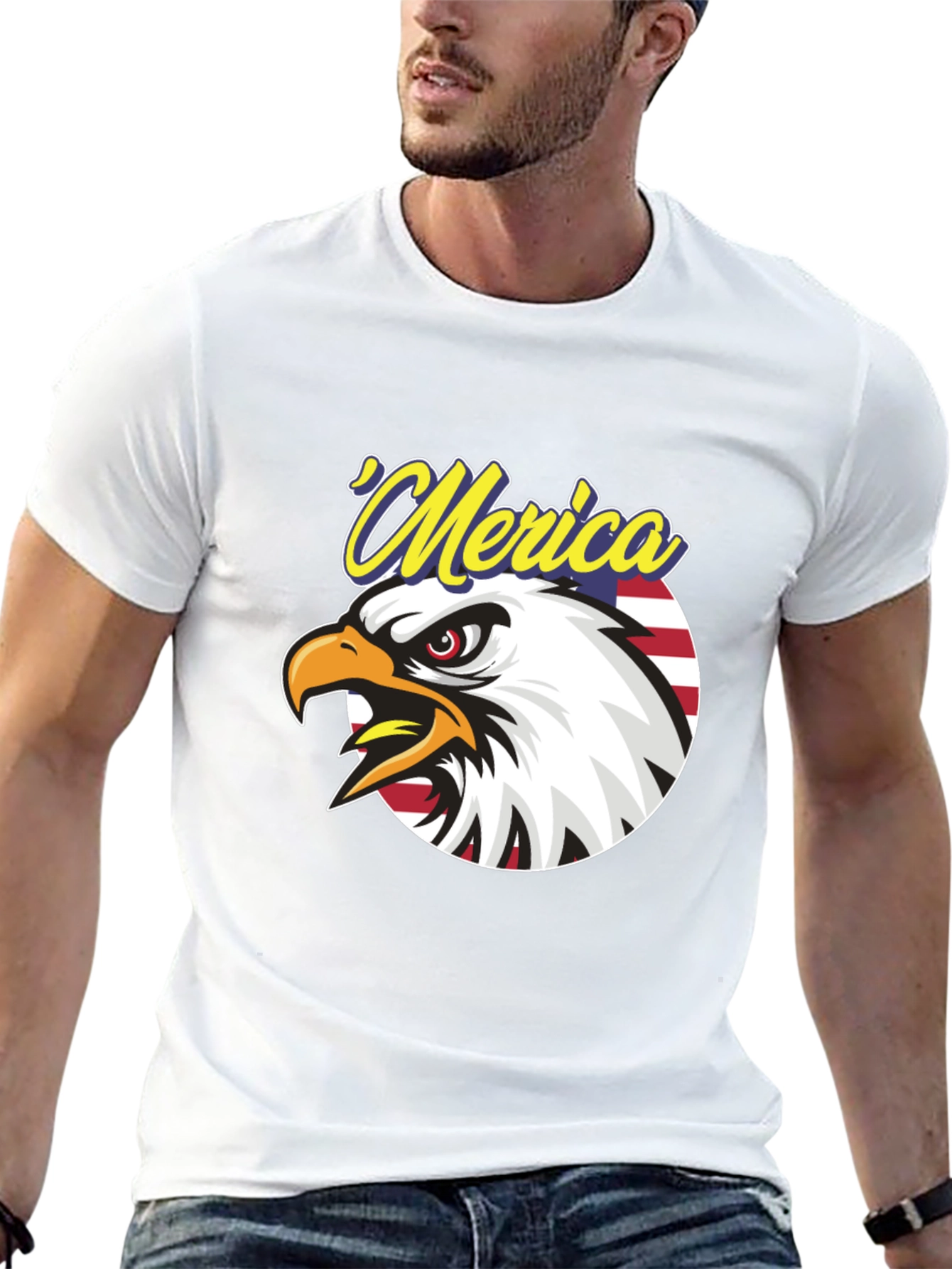 Patriotic Merica Eagle Graphic T-Shirt