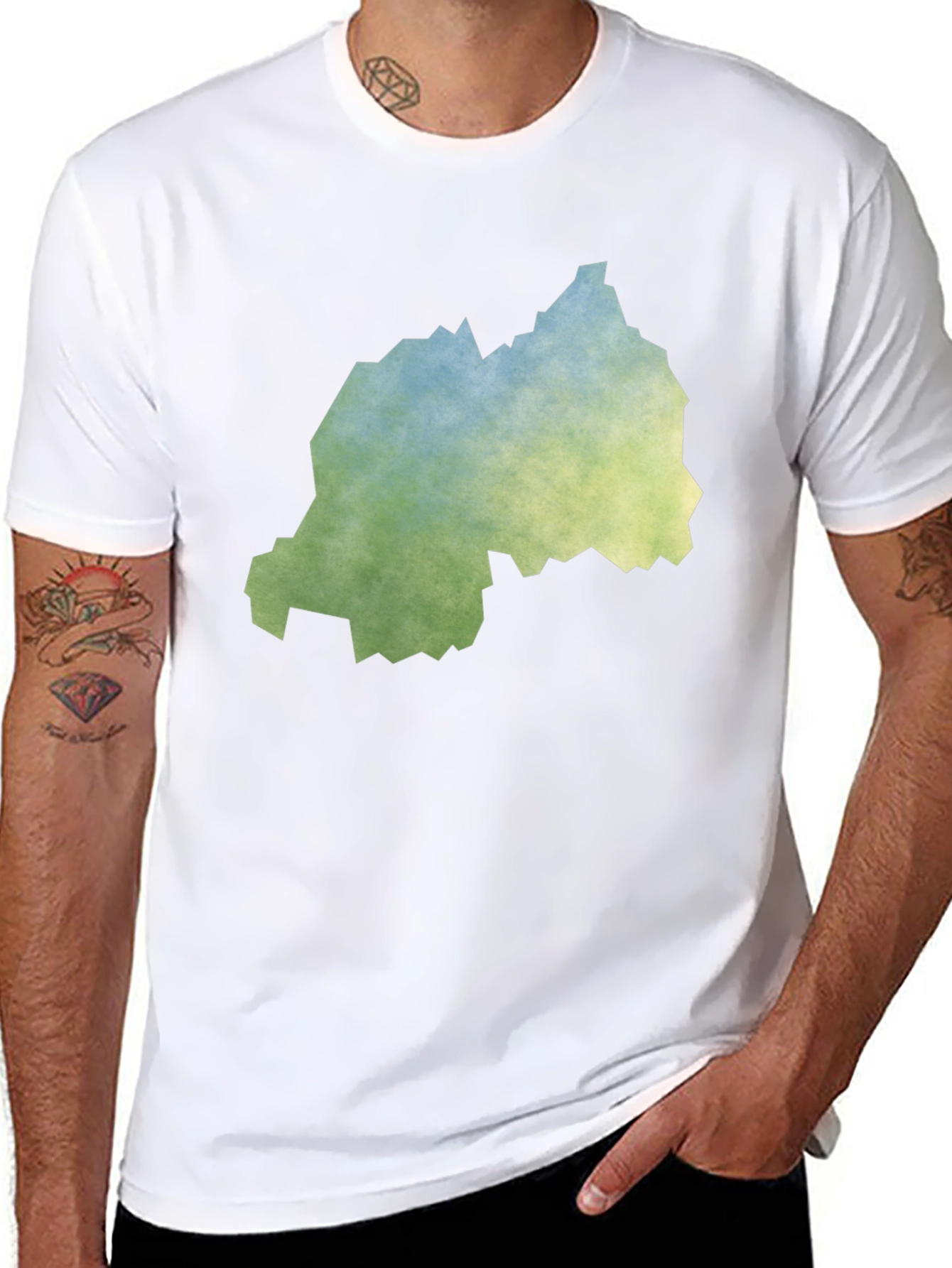 Rwanda Map Tee - Distressed Graphic T-Shirt