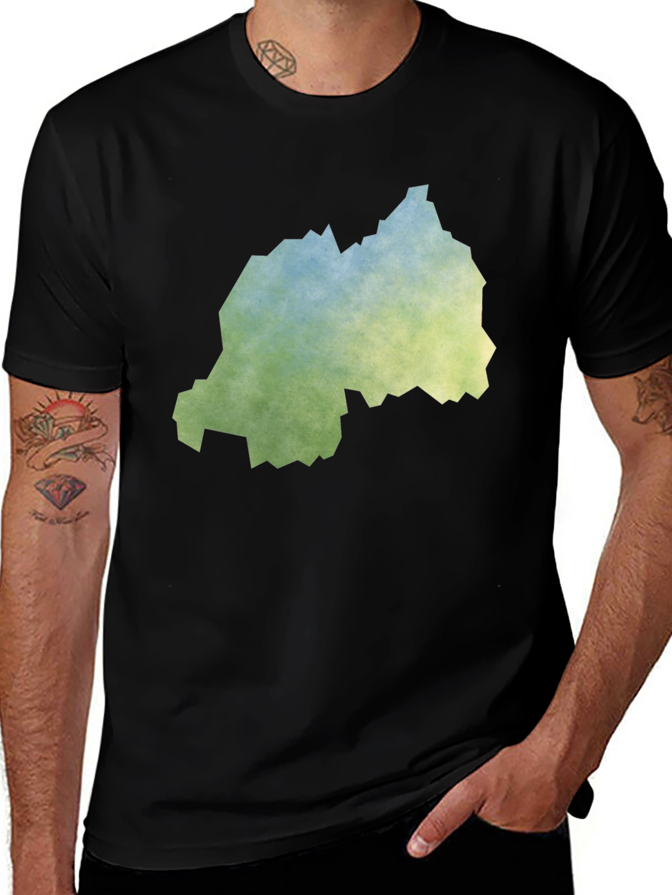 Rwanda Map Tee - Distressed Graphic T-Shirt