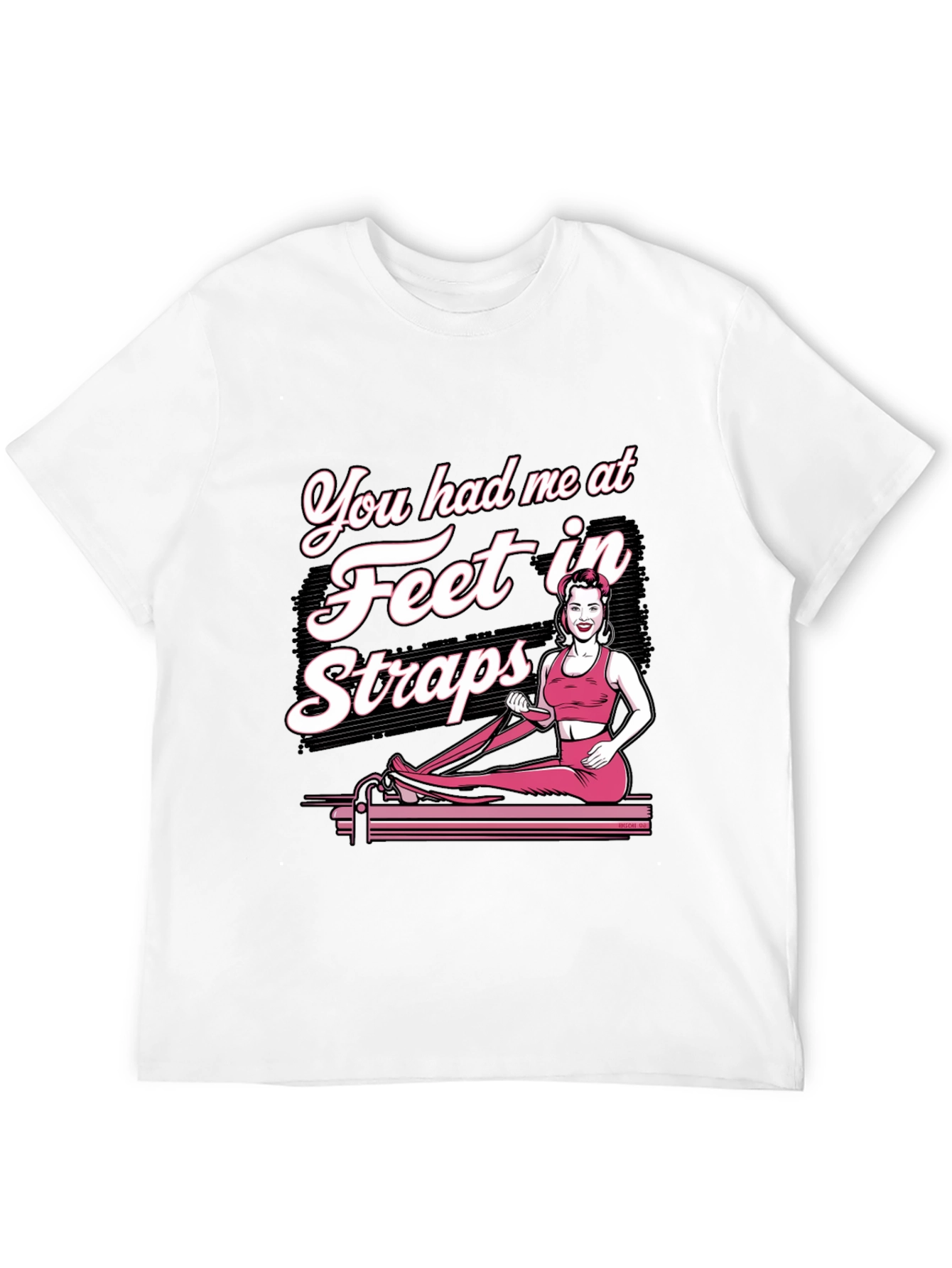 Pilates Feet in Straps Black Graphic T-Shirt
