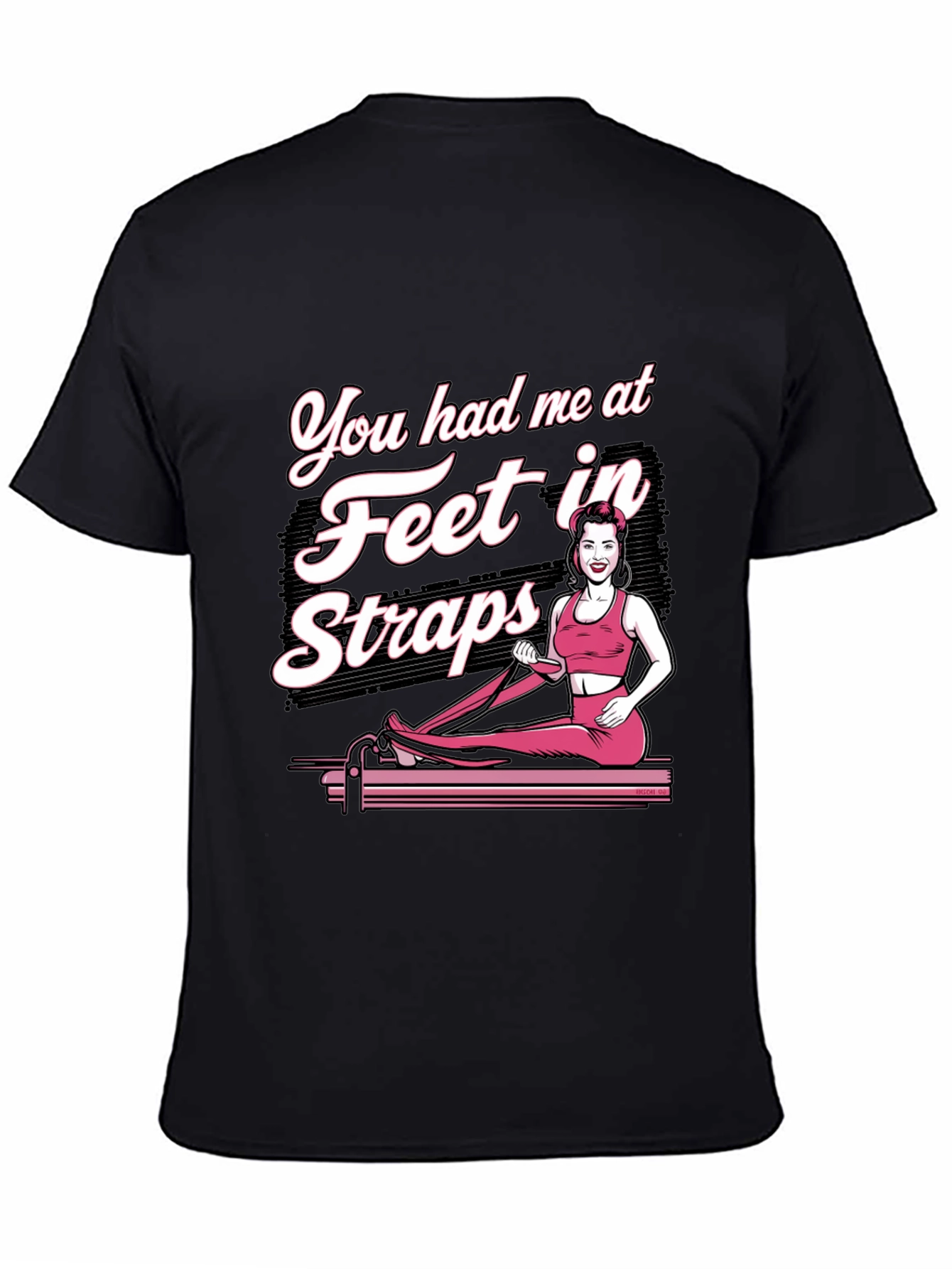 Pilates Feet in Straps Black Graphic T-Shirt