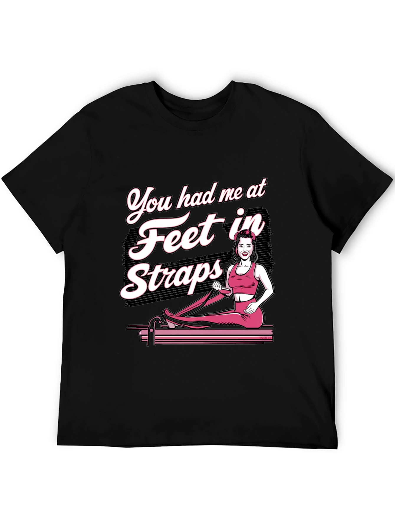 Pilates Feet in Straps Black Graphic T-Shirt