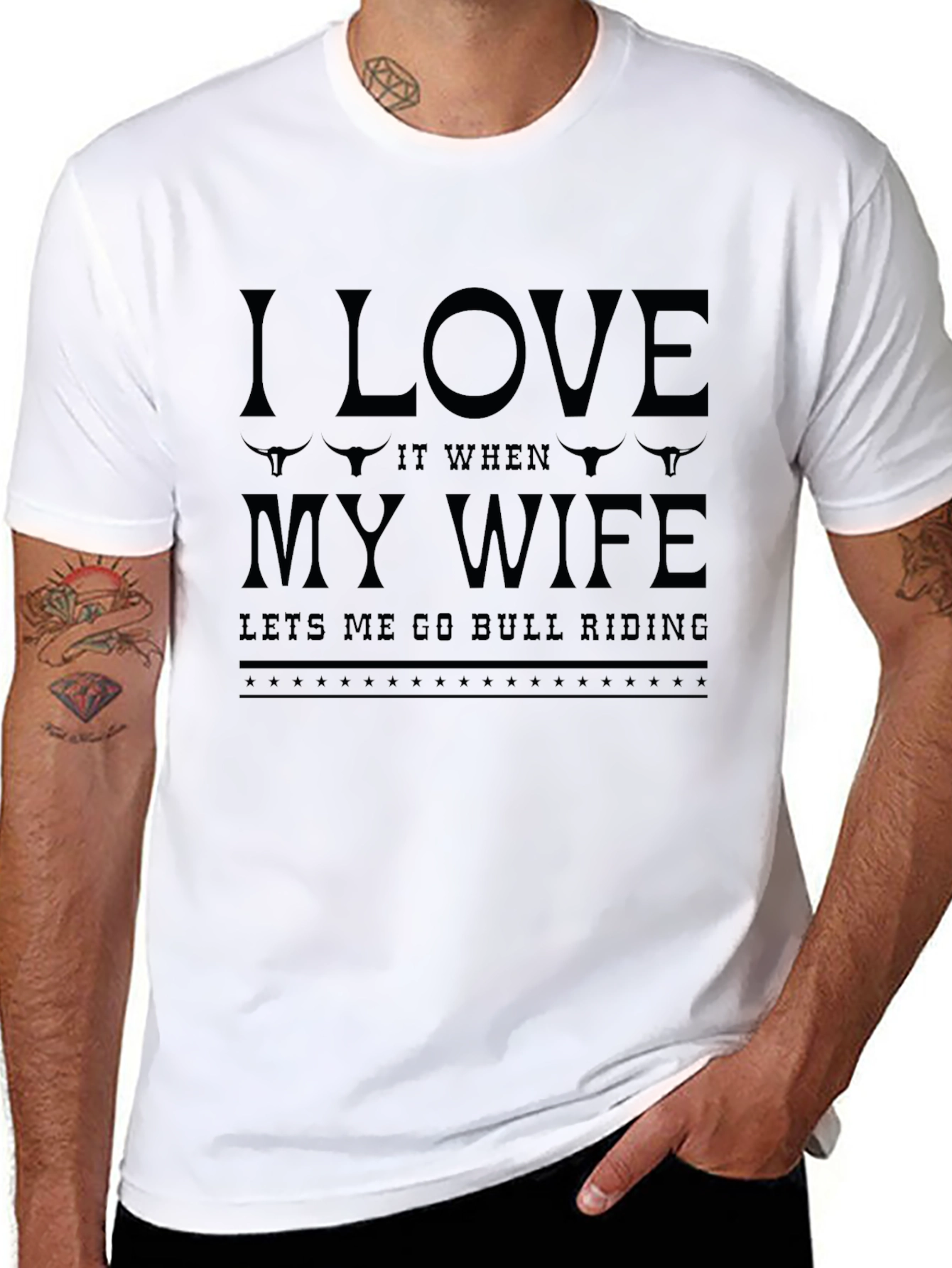 I Love My Wife Bull Riding Graphic Tee