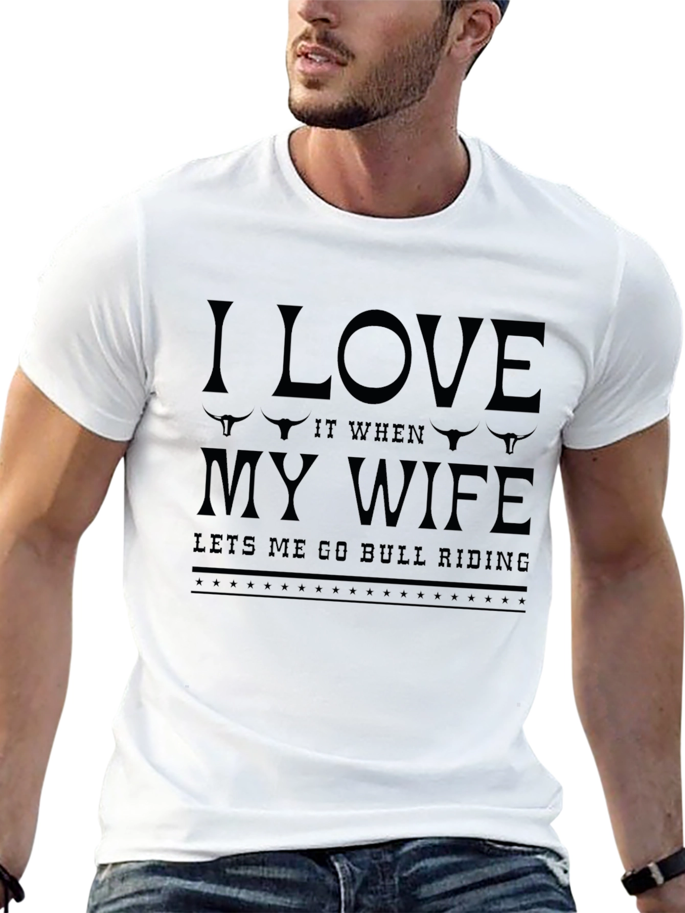 I Love My Wife Bull Riding Graphic Tee