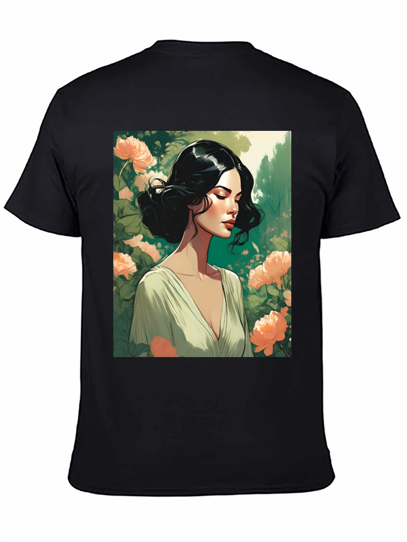 Elegant Woman Floral T-Shirt - Stylish Graphic Tee