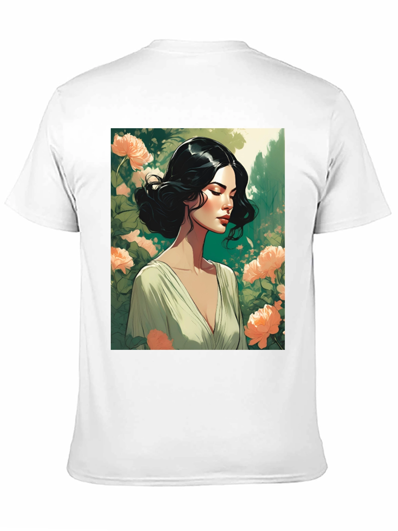 Elegant Woman Floral T-Shirt - Stylish Graphic Tee