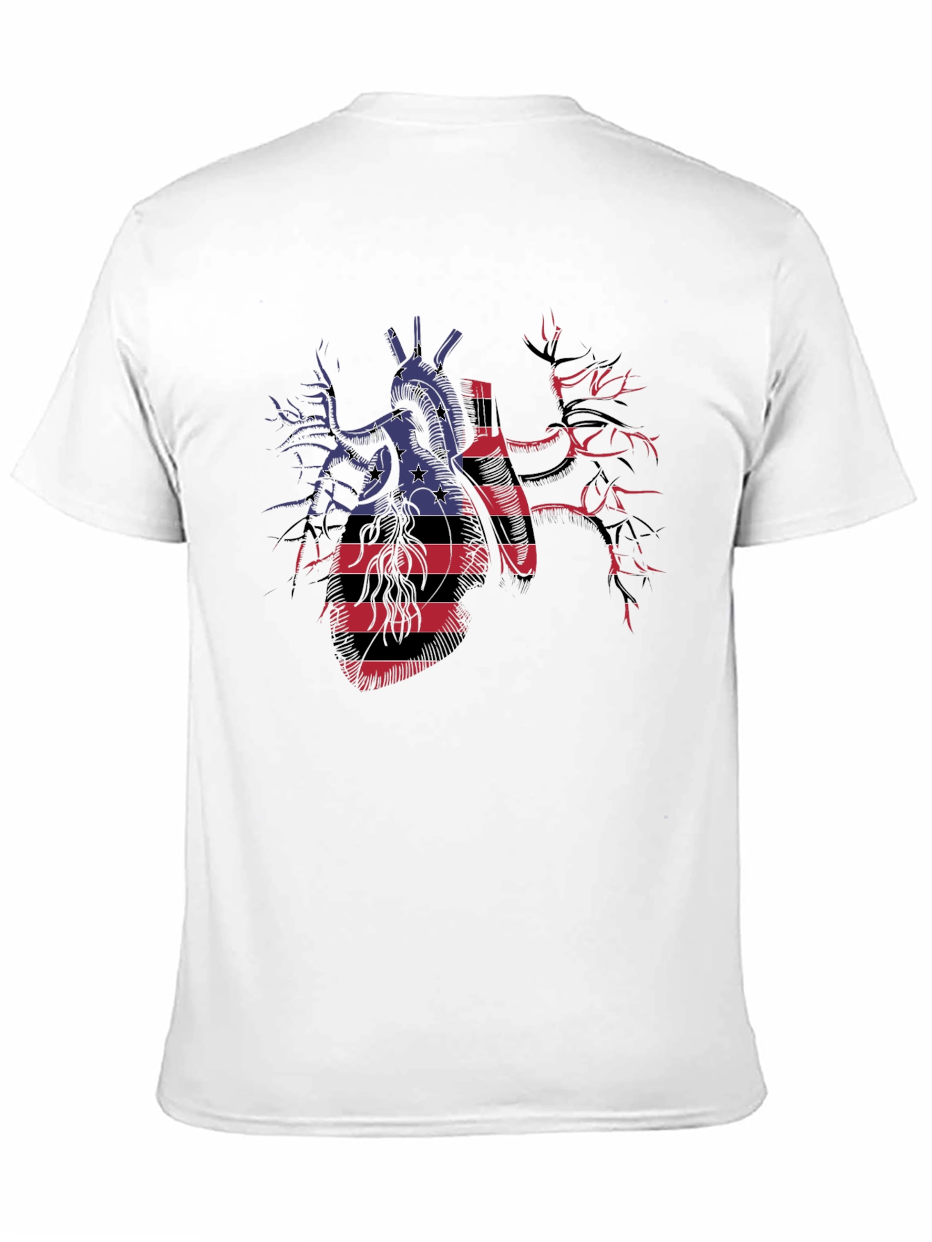 Anatomical Heart USA Flag Graphic Black T-Shirt