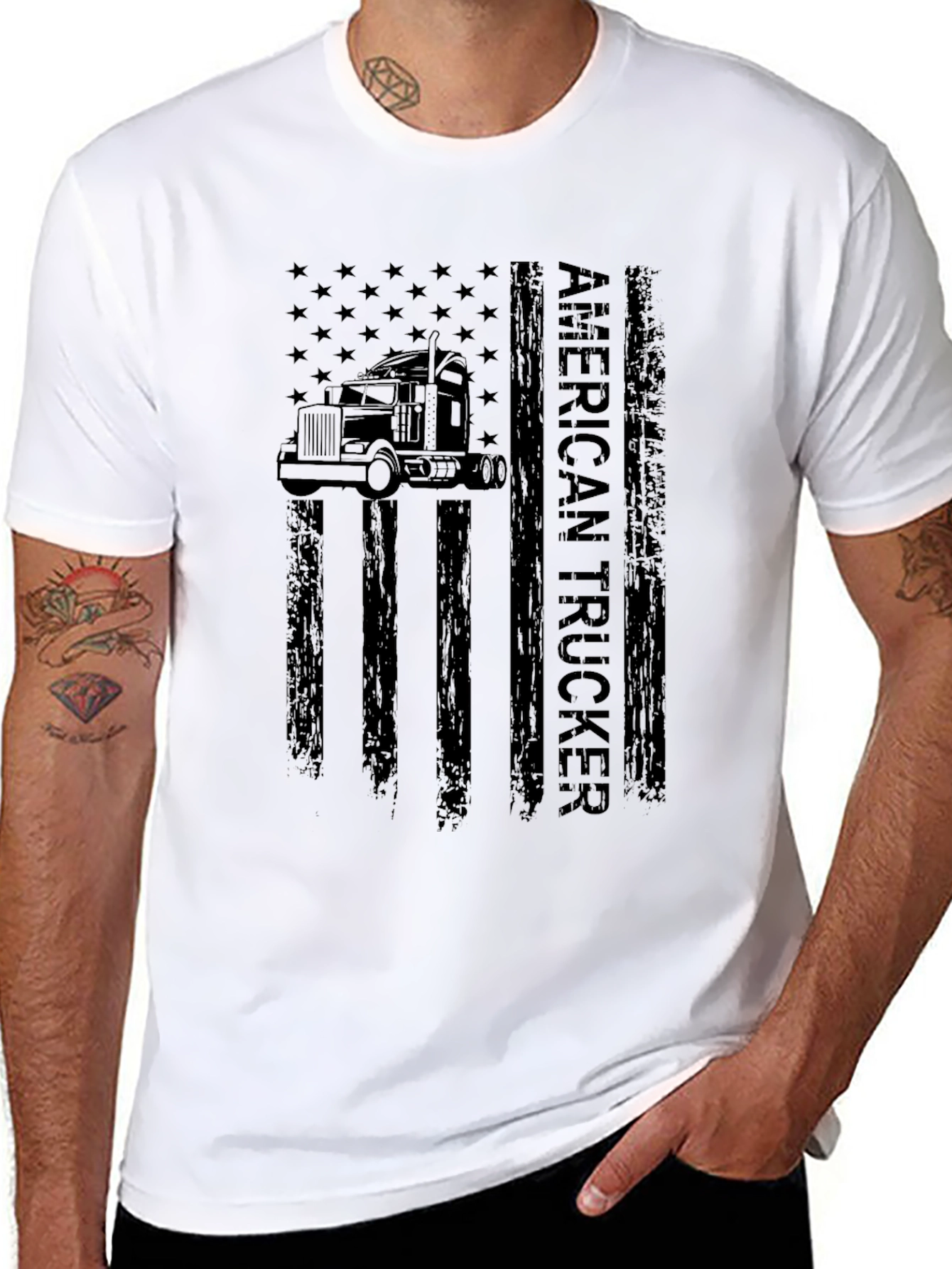 American Trucker Black Graphic T-Shirt