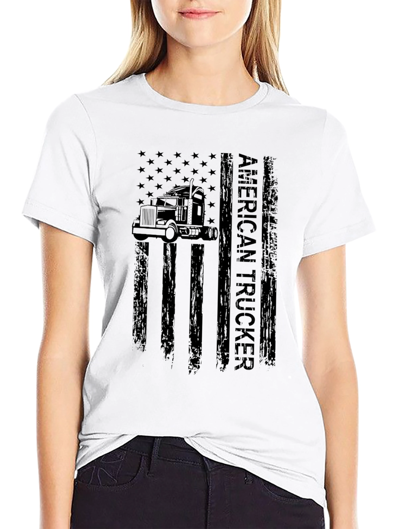 American Trucker Black Graphic T-Shirt