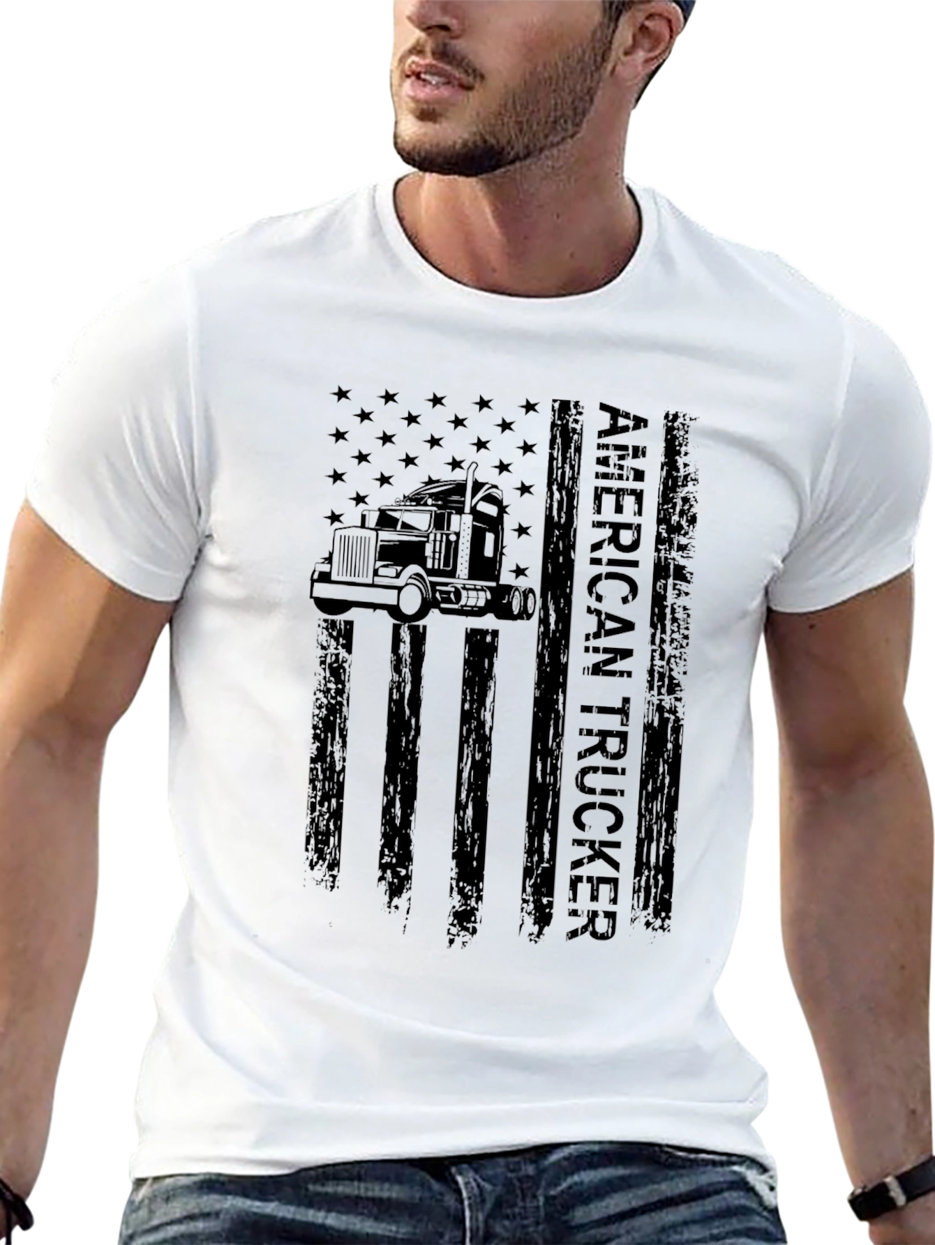 American Trucker Black Graphic T-Shirt