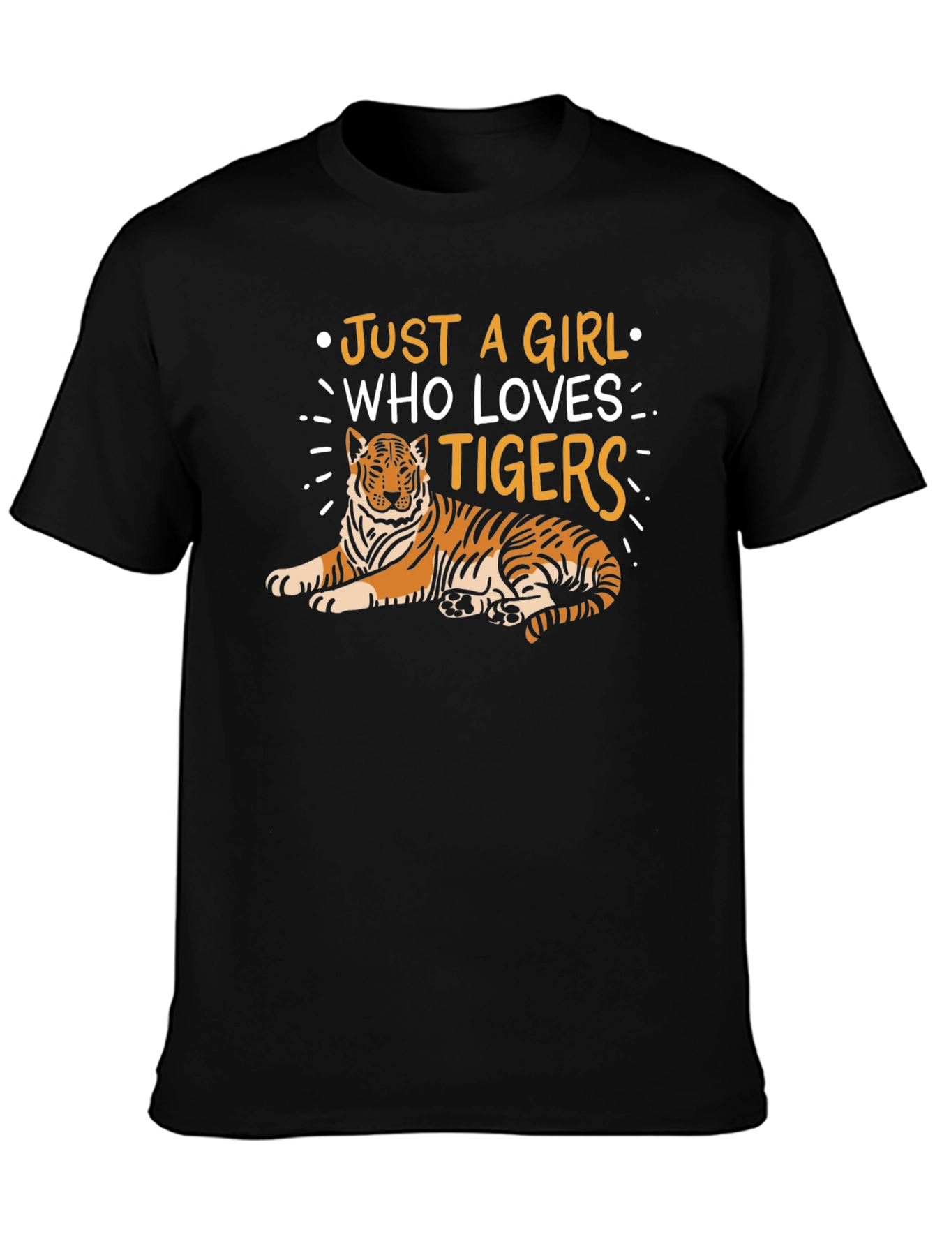 Just a Girl Who Loves Tigers T-Shirt - Black