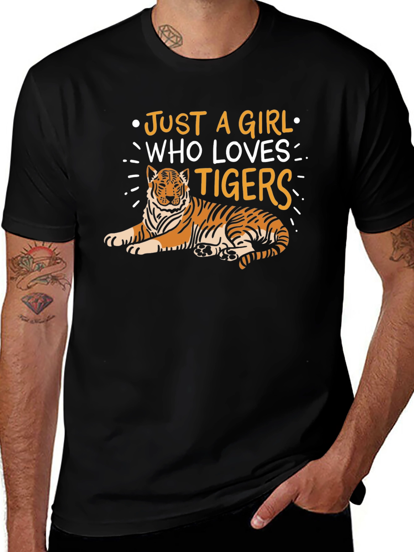 Just a Girl Who Loves Tigers T-Shirt - Black