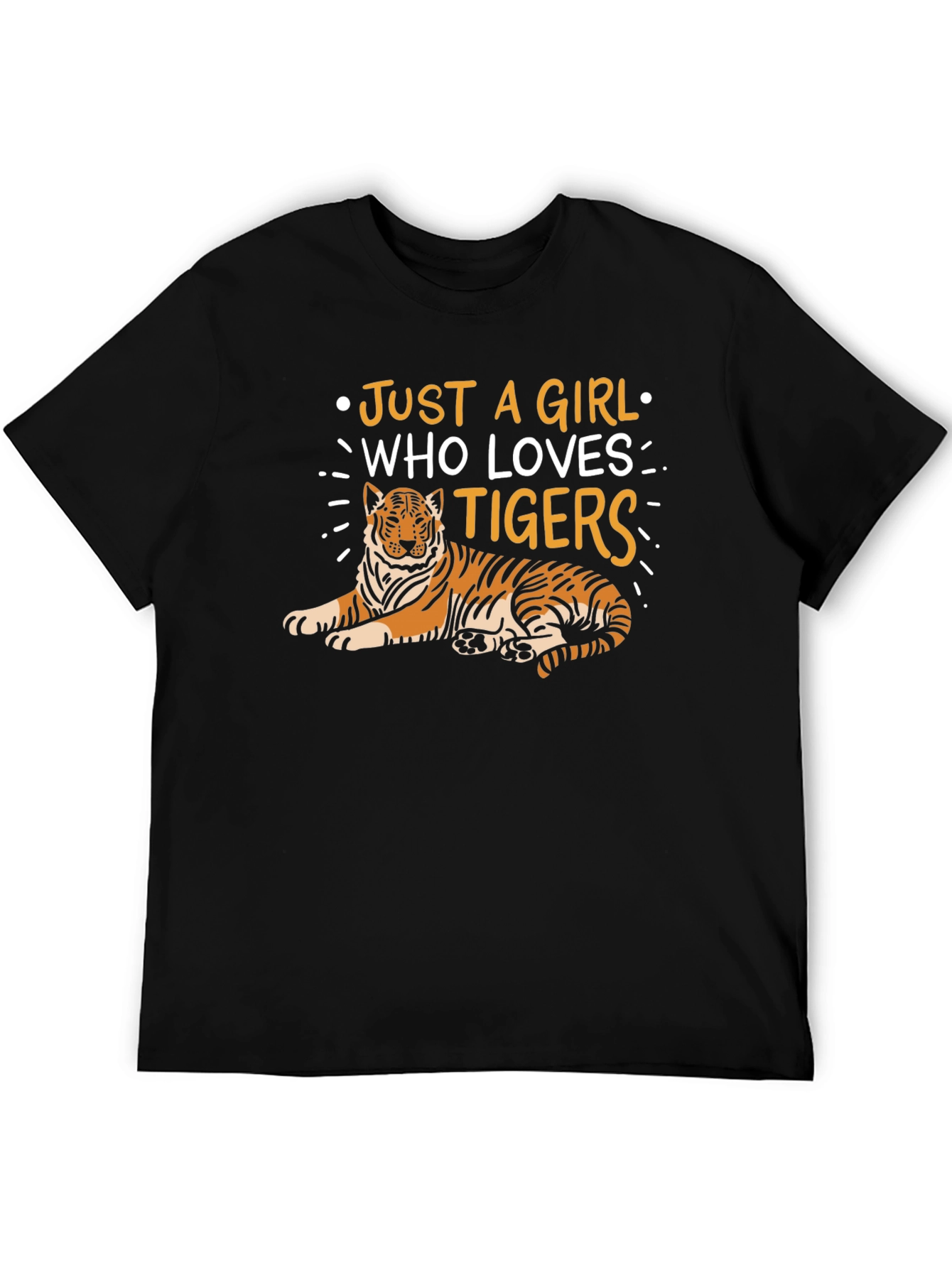 Just a Girl Who Loves Tigers T-Shirt - Black