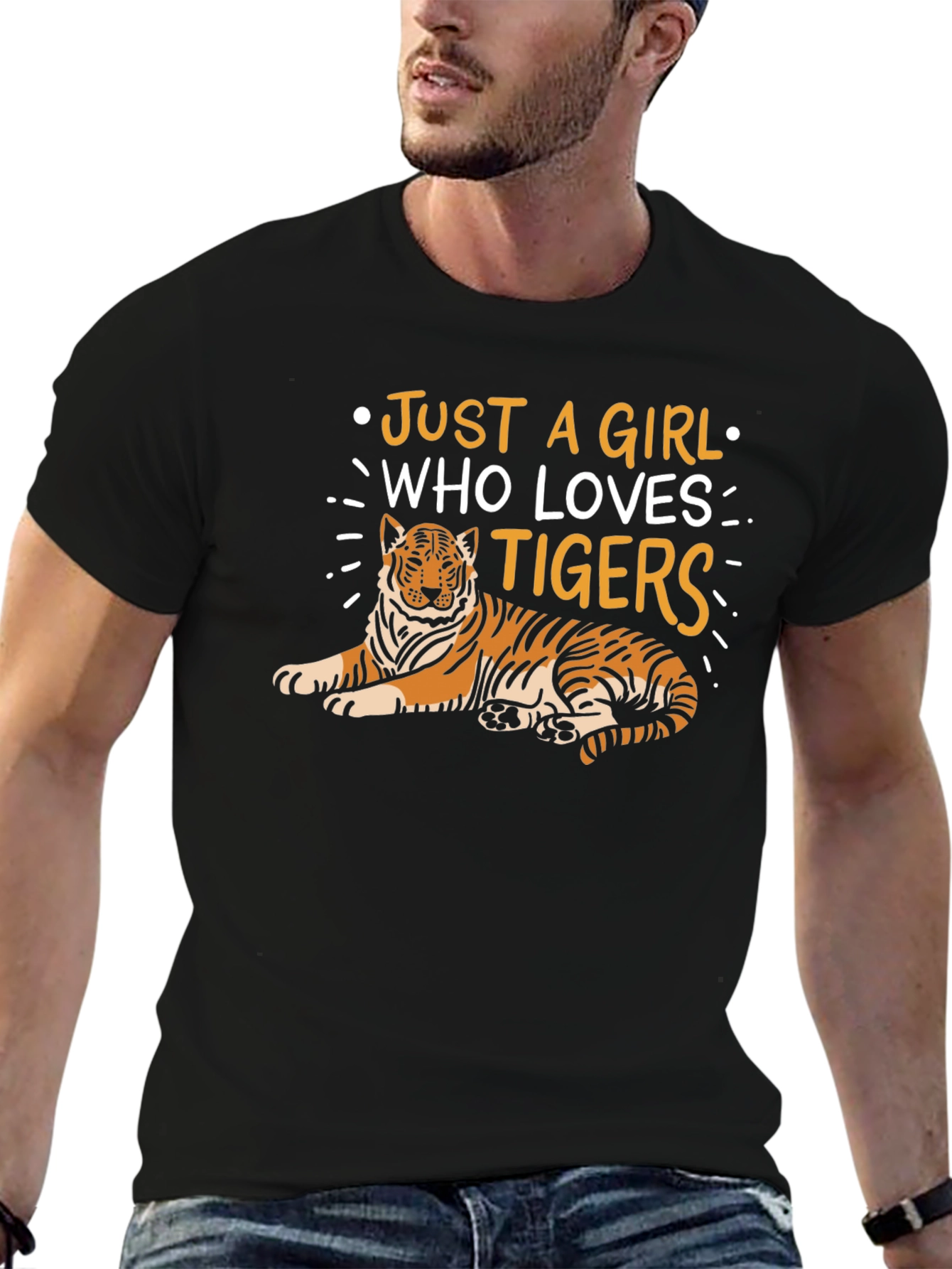 Just a Girl Who Loves Tigers T-Shirt - Black