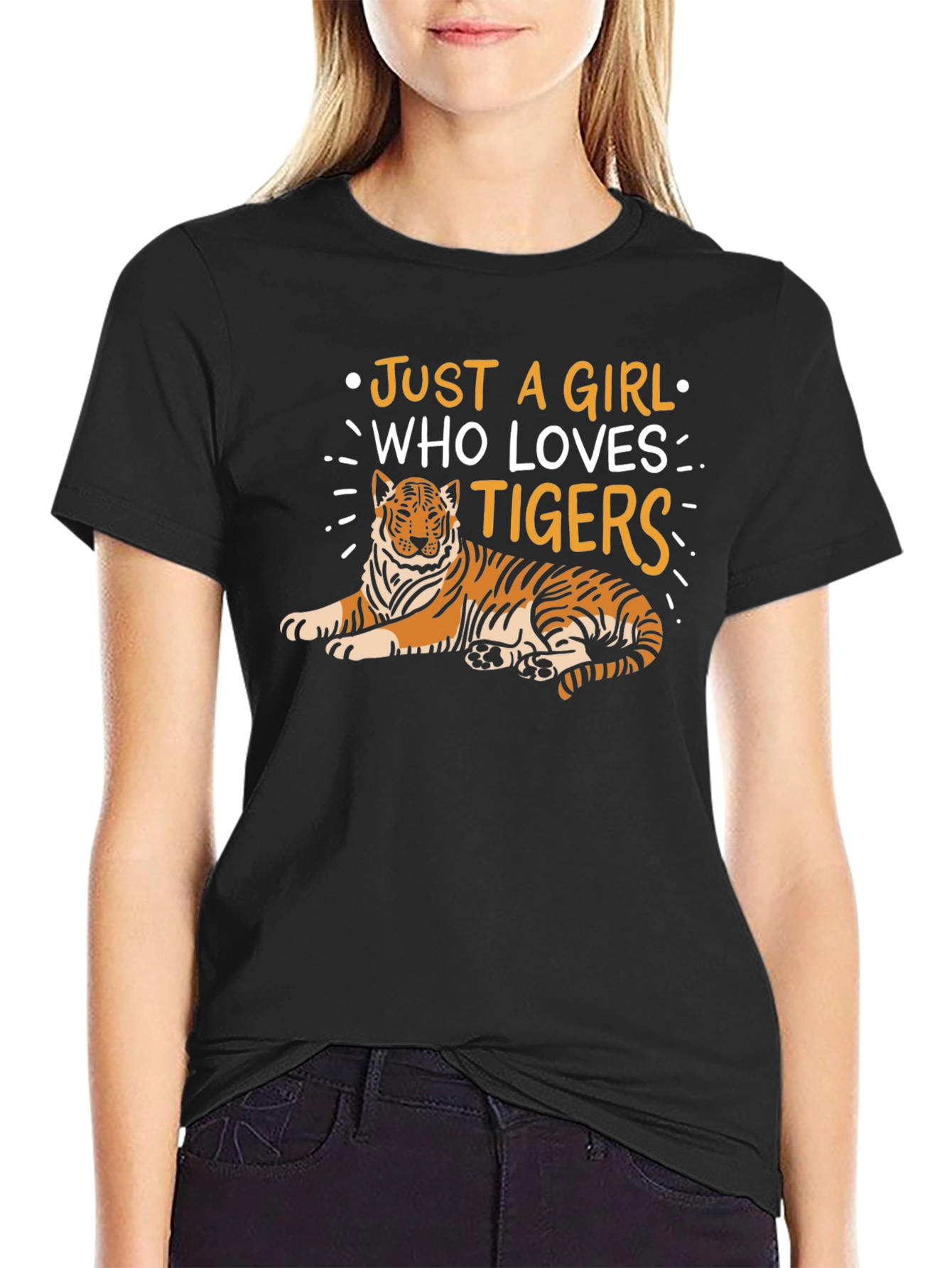 Just a Girl Who Loves Tigers T-Shirt - Black