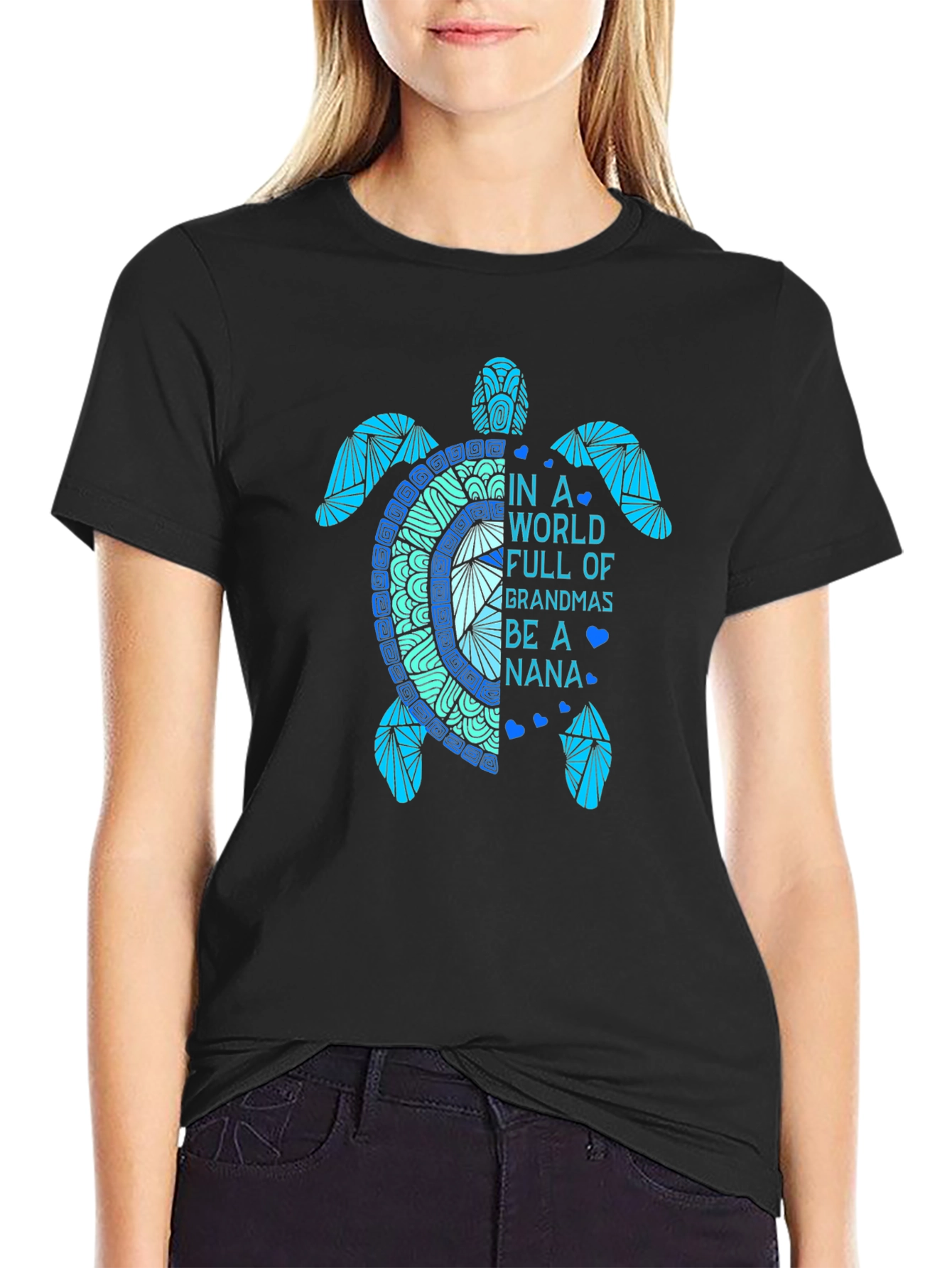 Turtle Nana Graphic T-Shirt - Cute Grandparent Tee