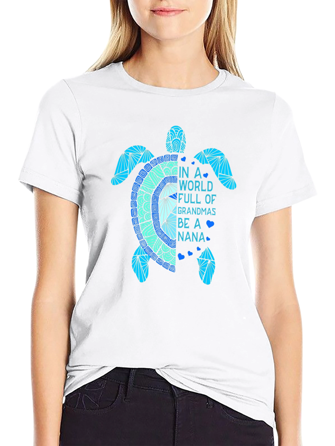 Turtle Nana Graphic T-Shirt - Cute Grandparent Tee