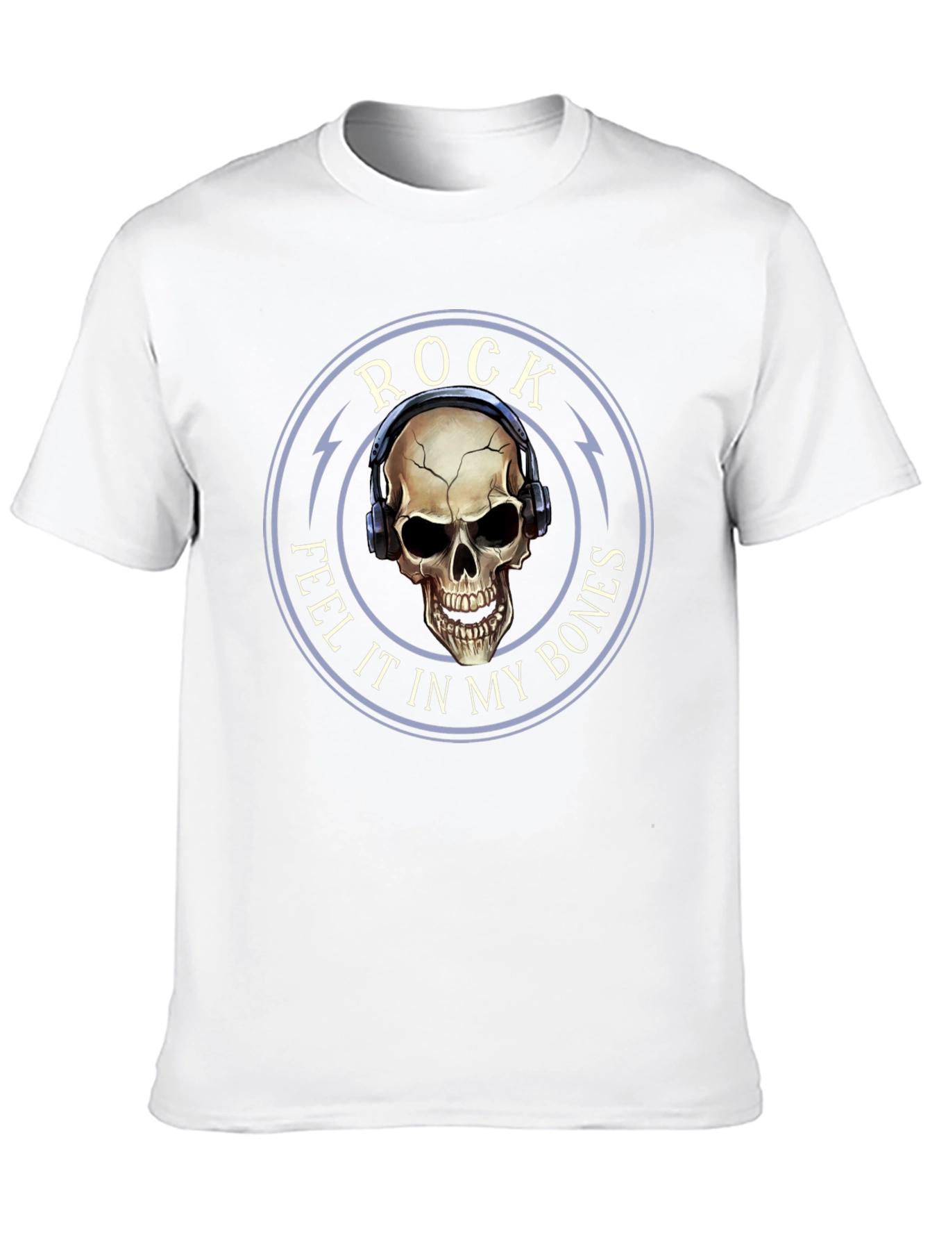 Rock Feel It T-Shirt Skull Headphones