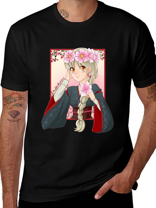 Anime Girl Graphic Black T-Shirt