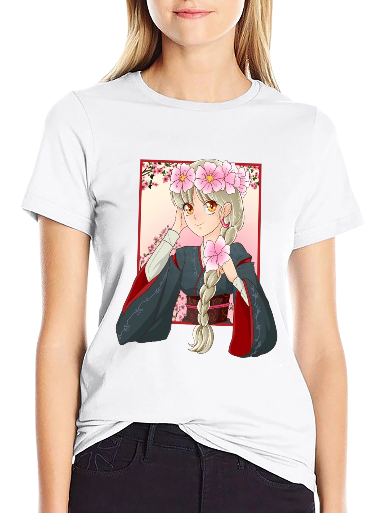 Anime Girl Graphic Black T-Shirt