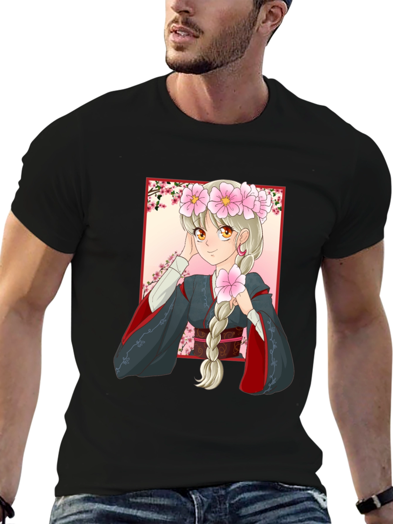 Anime Girl Graphic Black T-Shirt
