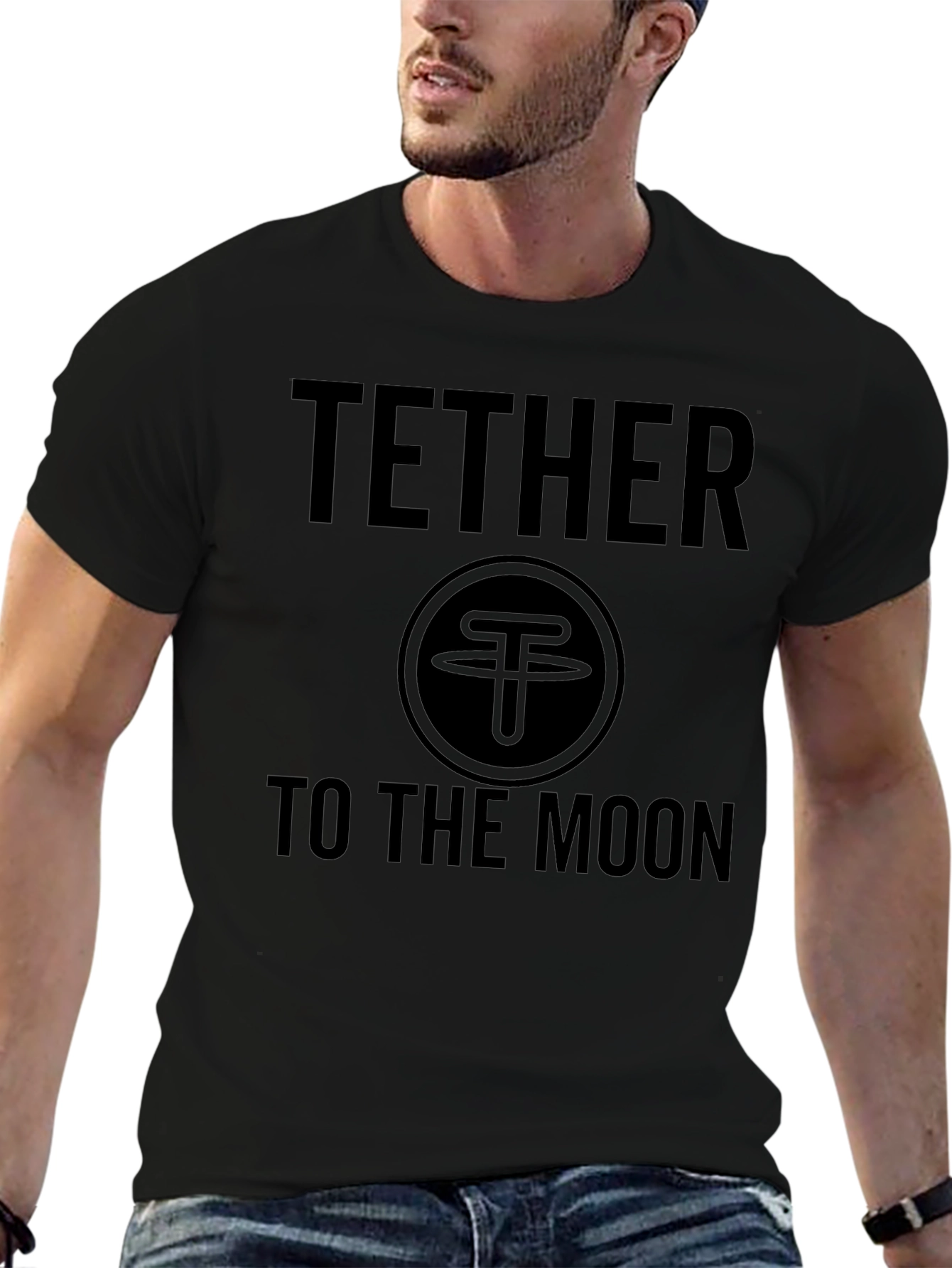 Tether to the Moon Black T-Shirt