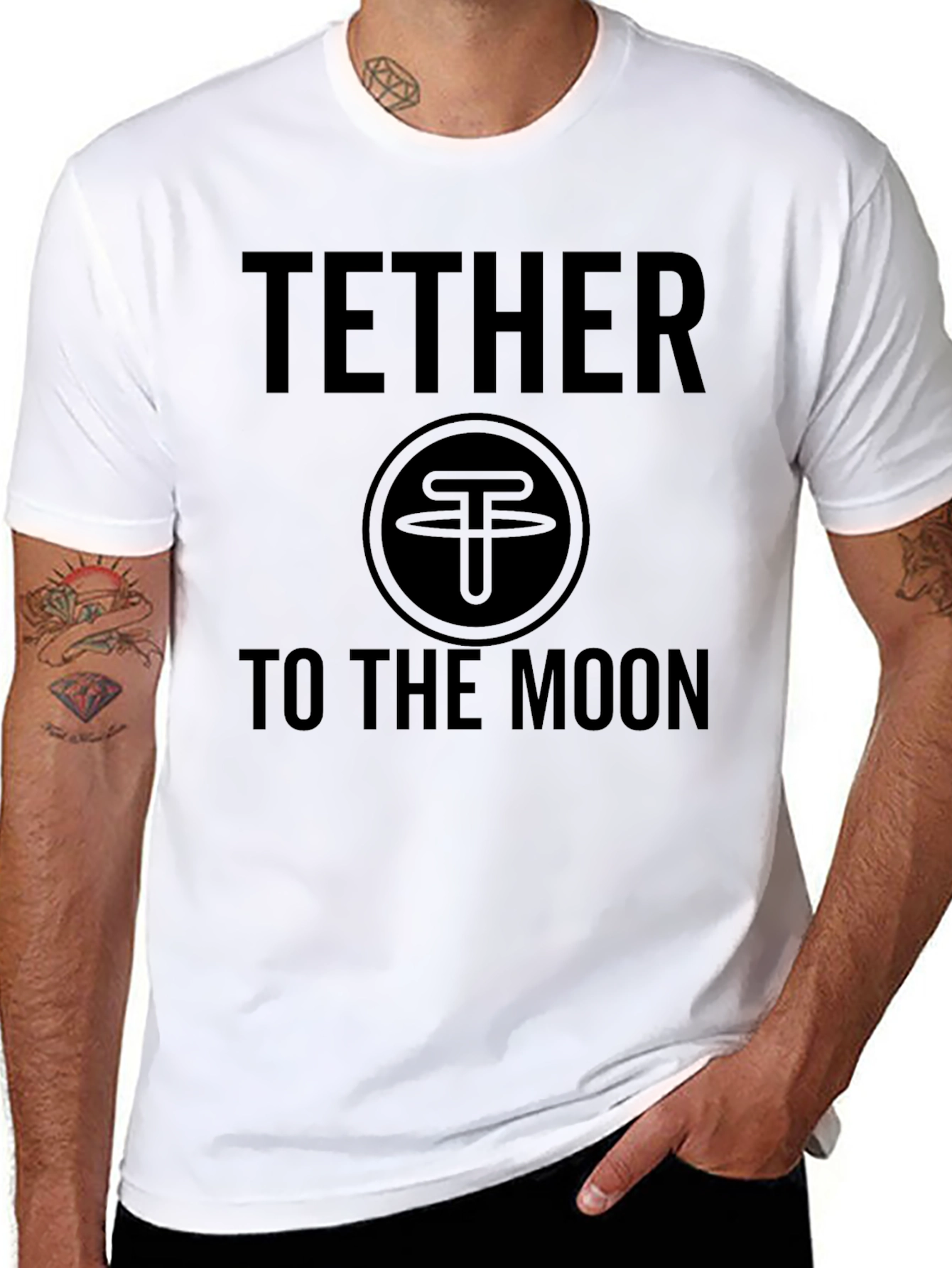 Tether to the Moon Black T-Shirt