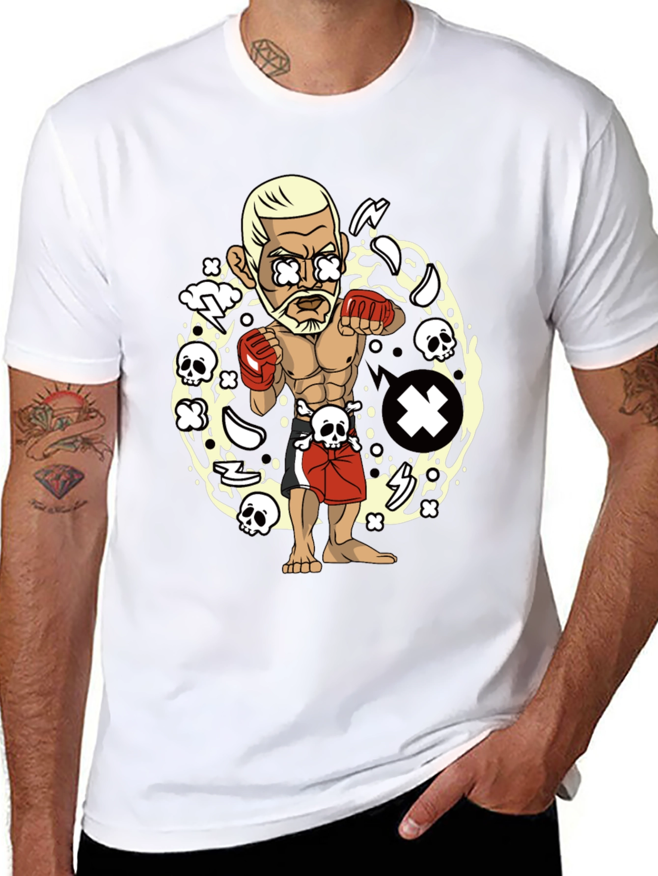 Cartoon Fighter Black T-Shirt