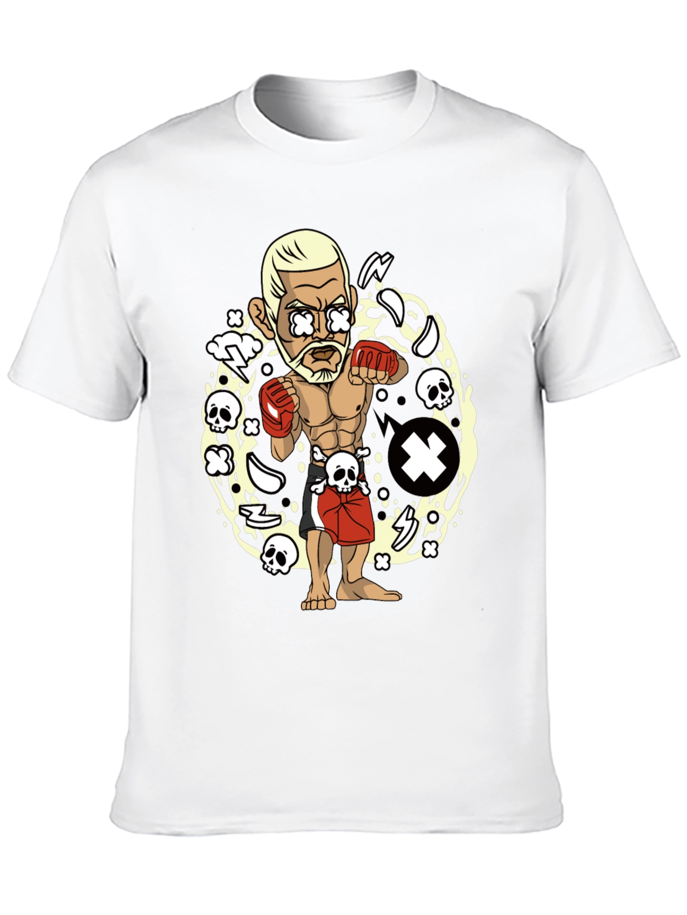 Cartoon Fighter Black T-Shirt