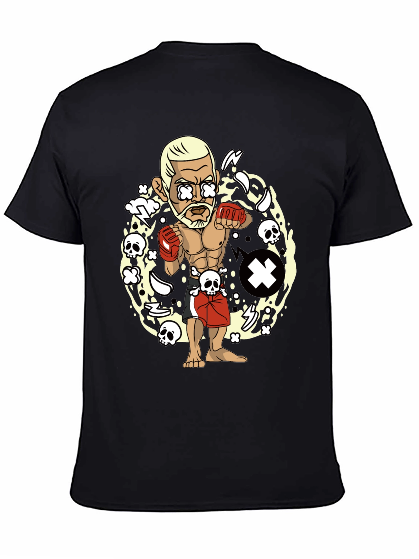 Cartoon Fighter Black T-Shirt
