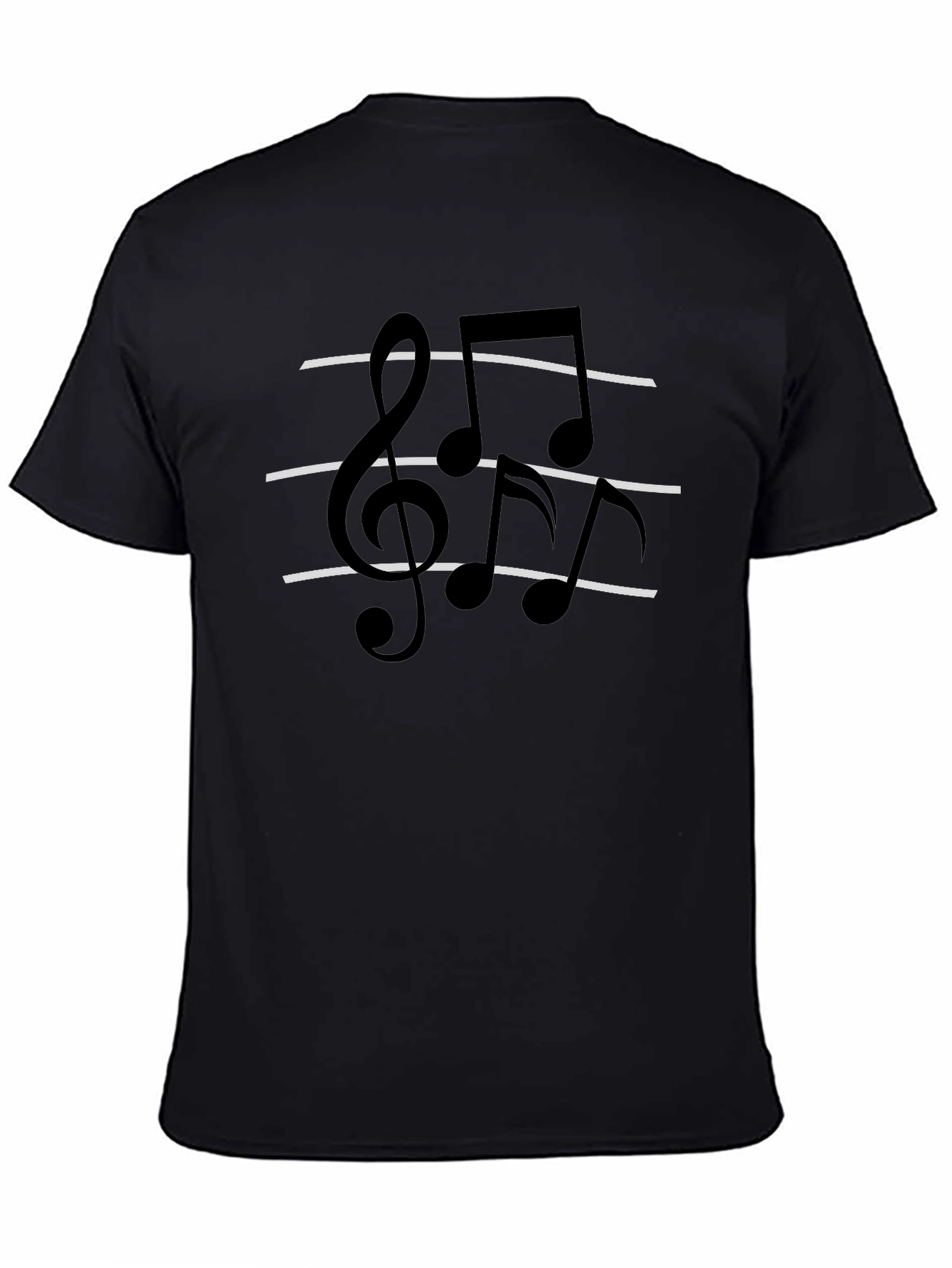 Musical Note Graphic Tee - Classic Black Cotton T-Shirt